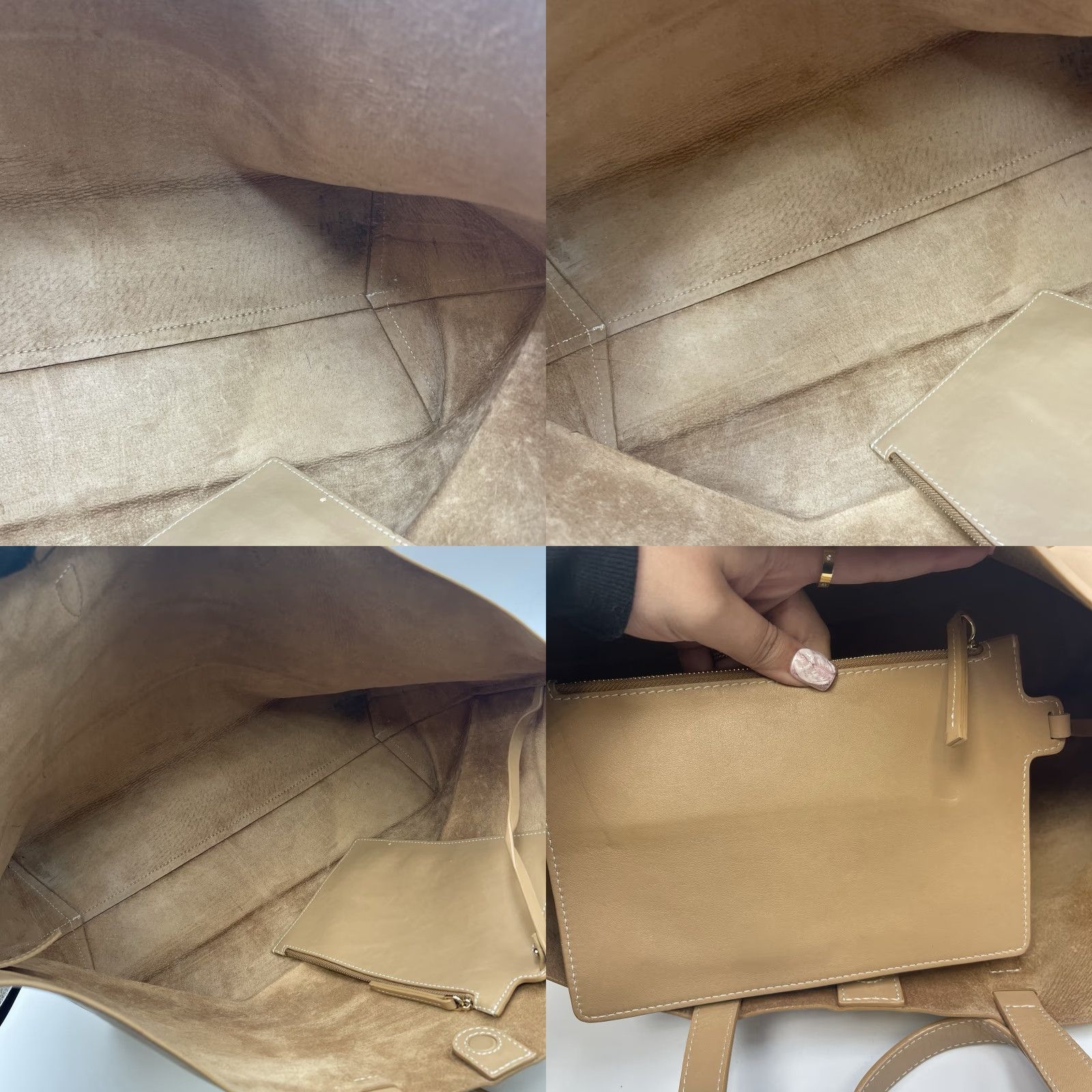 Vince Camuto Vince Camuto Beige Leather Tote Bag Womens Large Tote Beige Leather Pebbled Size ONE SIZE - 9 Thumbnail