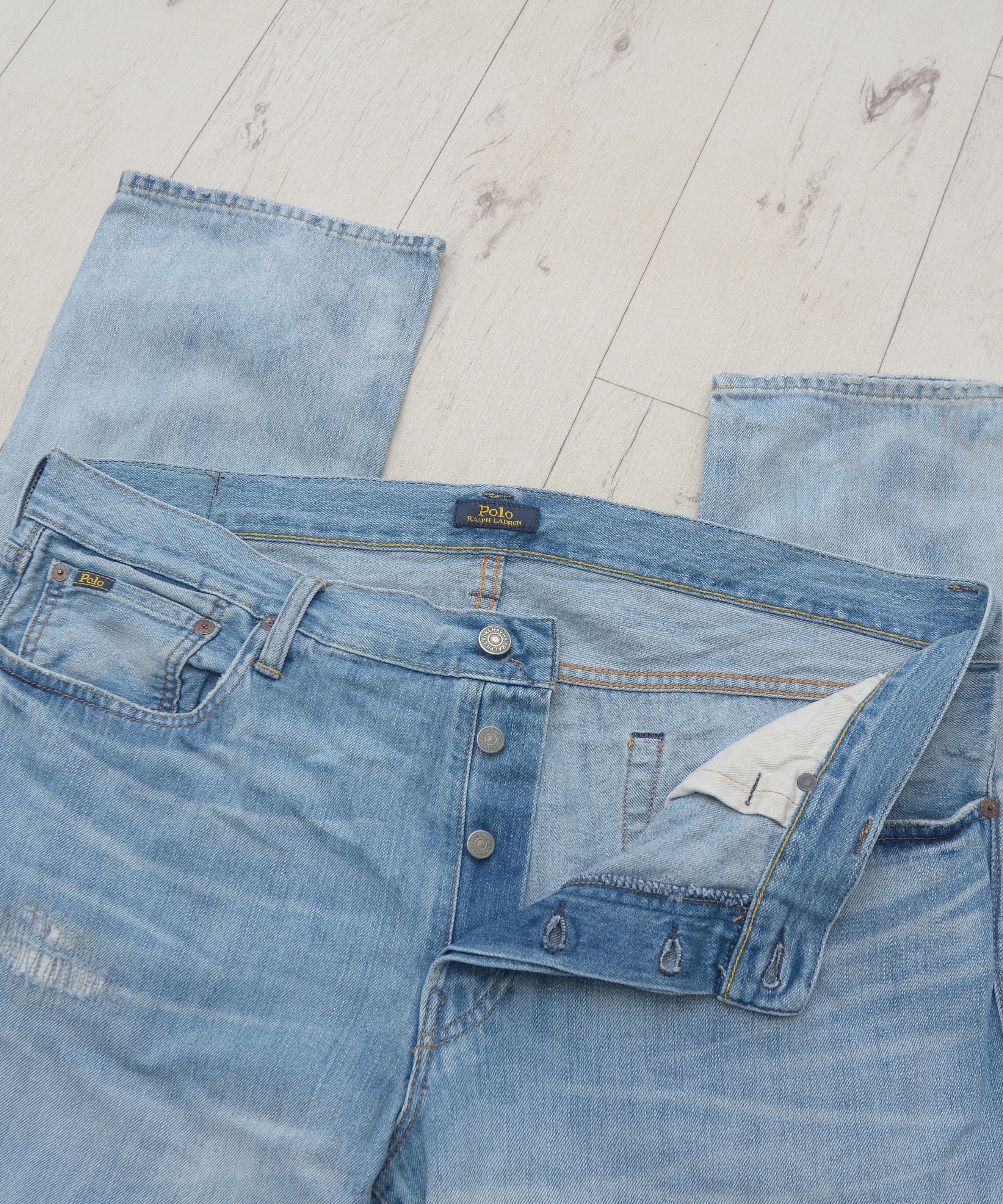 Polo Ralph Lauren × Ralph Lauren Polo Ralph Lauren Slim Distressed Wash Denim Jeans W36 L32 Size US 36 / EU 52 - 10 Thumbnail