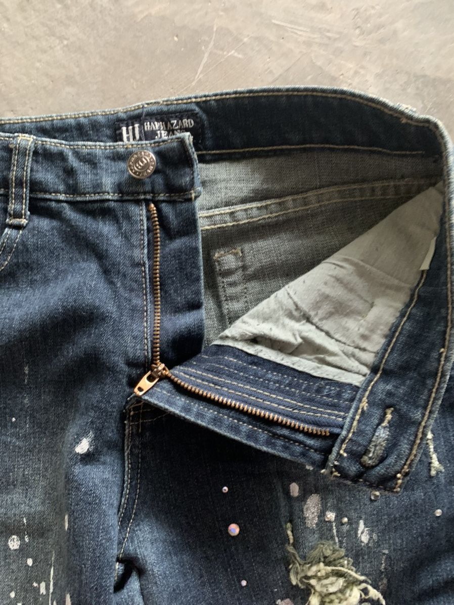 If Six Was Nine × Le Grande Bleu (L.G.B.) flare distressed style with splatter and beads design Size US 27 - 5 Thumbnail