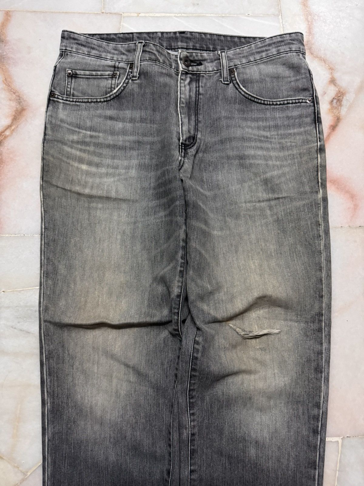 Edwin VINTAGE 2000s EDWIN CRAZY FADE DISTRESSED BAGGY Size US 32 / EU 48 - 5 Thumbnail