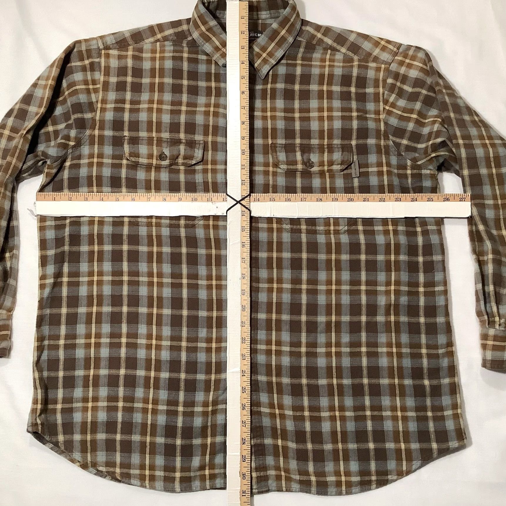 Vintage Woolrich Shirt Mens Large Brown Blue Plaid Flannel Button Down Long Sleeve Size US XL / EU 56 / 4 - 8 Thumbnail