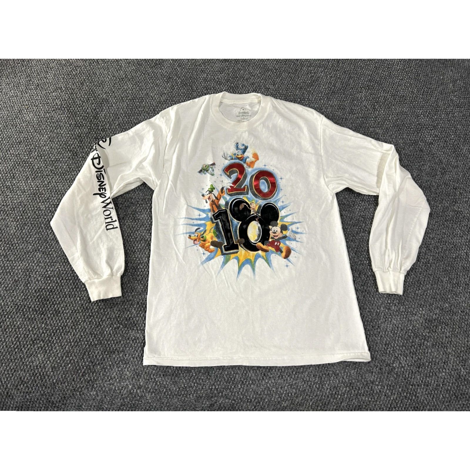Disney Disney Shirt Mens Medium White Walt Disney World Tour 2010 Mickey Long Sleeve Crew Neck Graphic Print Size US M / EU 48-50 / 2 - 2 Thumbnail