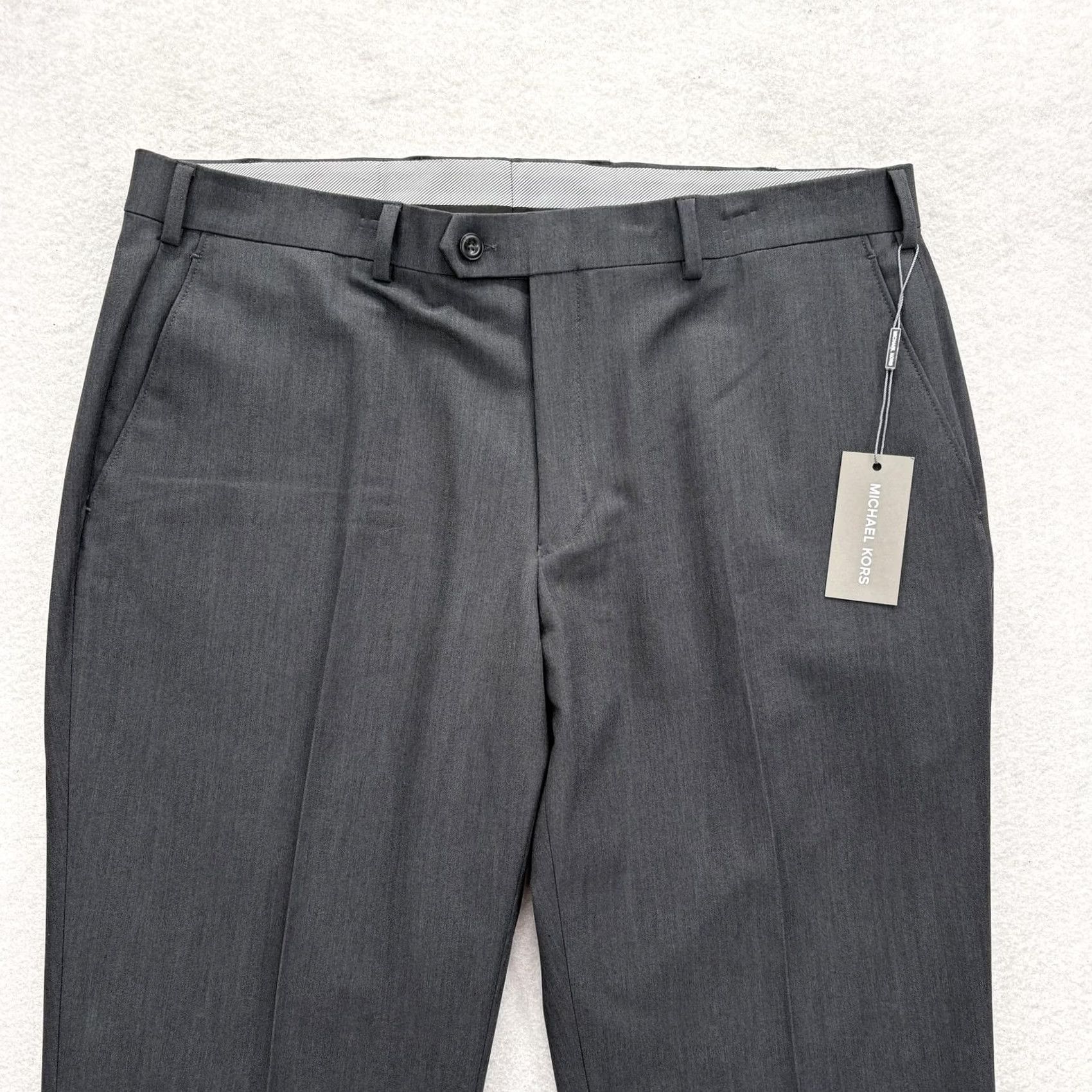 Michael Kors Michael Kors Dress Pants Mens 36x30 Gray Classic Fit Flat Front Pockets Stretch Business Formal NWT Size US 36 / EU 52 - 2 Thumbnail