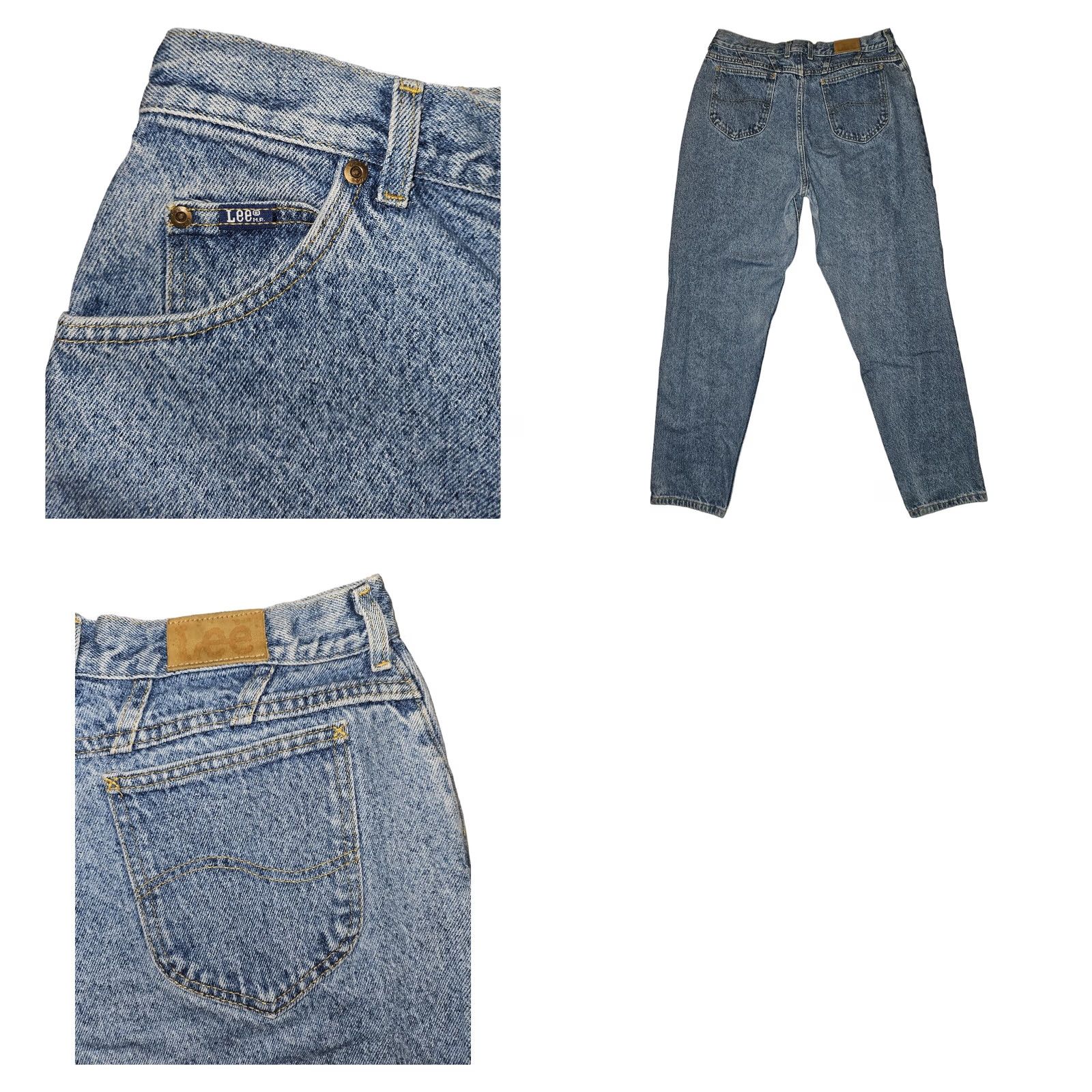Lee VINTAGE Lee Jeans Women's 18 Plus High Rise 29in Inseam Stone Wash Beige 90s Grunge Y2K Logo Zipper Button Complete 5-Pocket Denim Distressed Stretch? Size 40" / US 18 - 8 Thumbnail