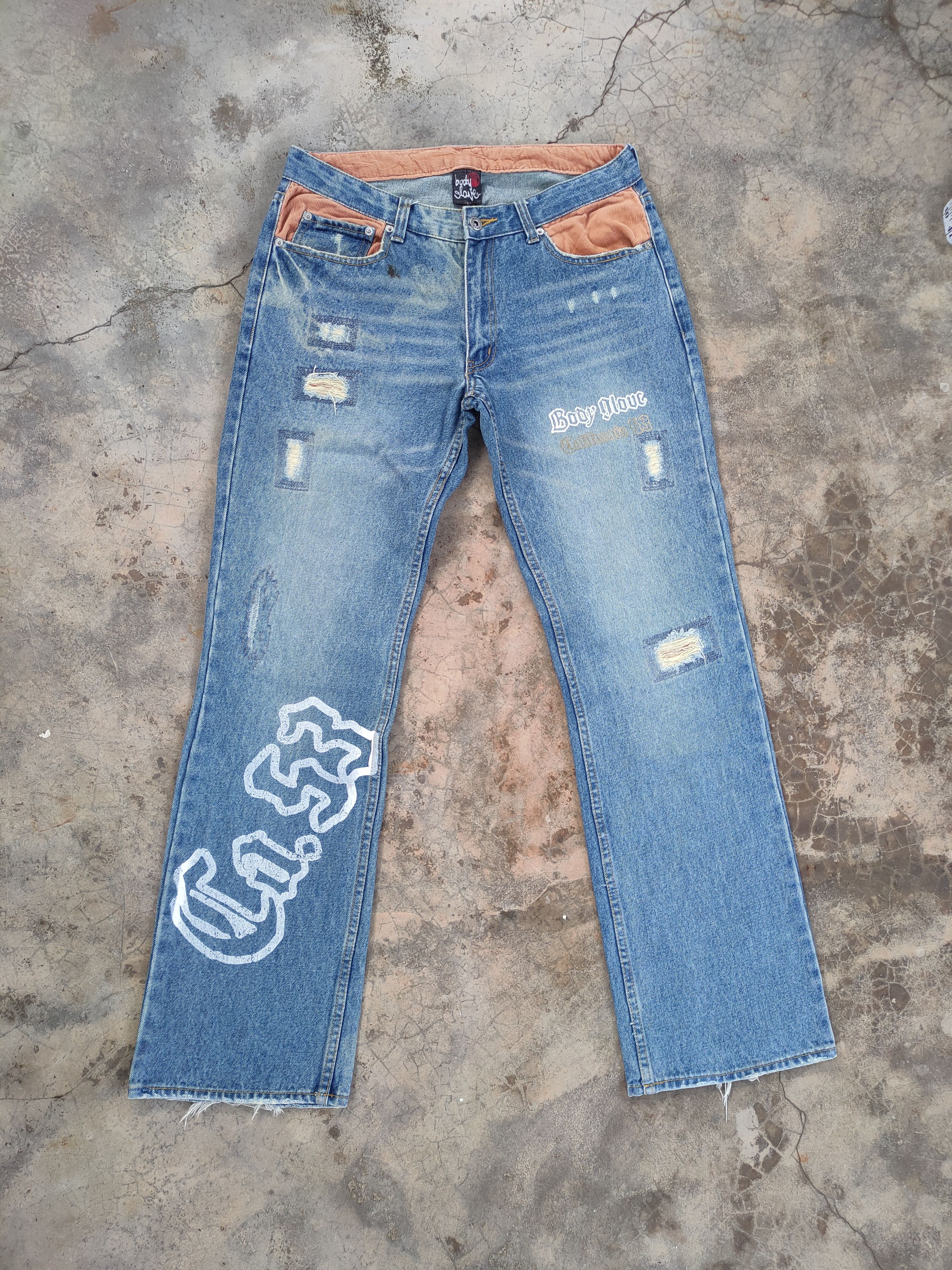 Body Glove W33 VINTAGE BODY GLOVE RIPPEP DENIM JEAN PANTS Size US 33 - 2 Thumbnail
