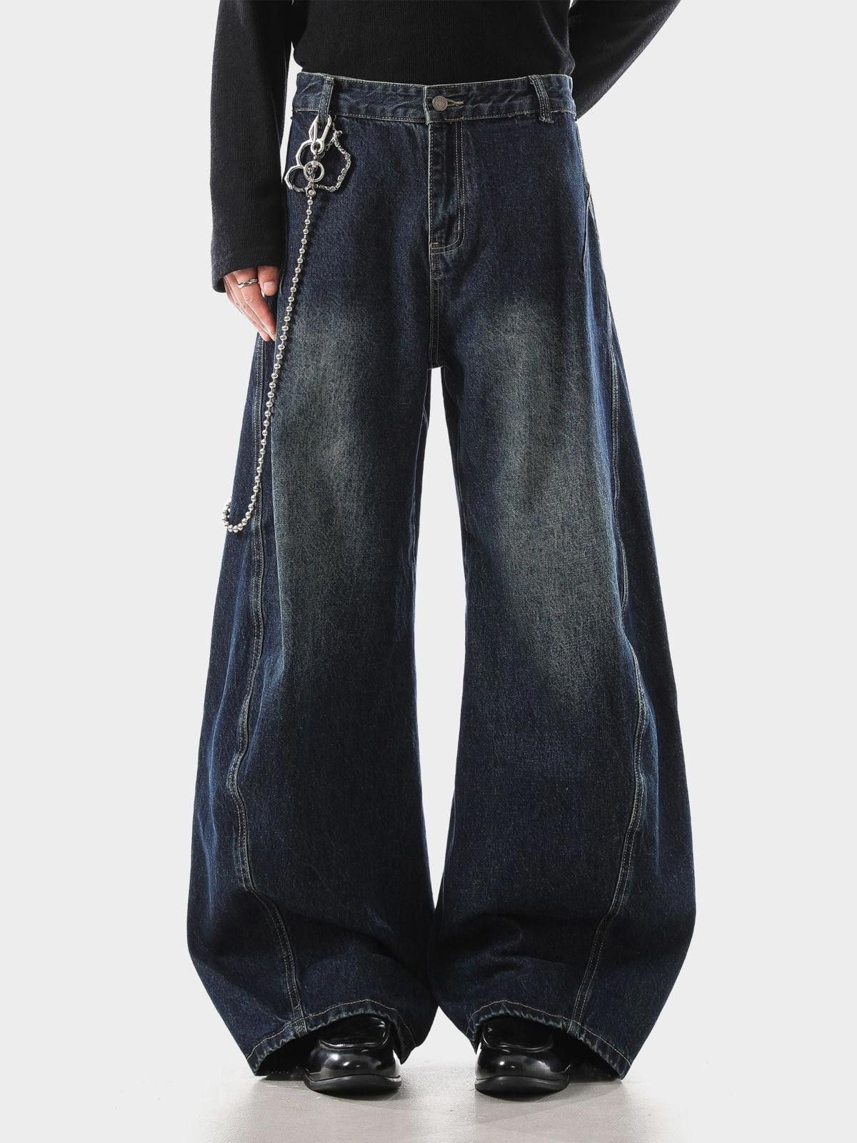 Vintage Blue Wide Leg Denim Jeans, Baggy Fit Jeans Size US 32 / EU 48 - 2 Thumbnail