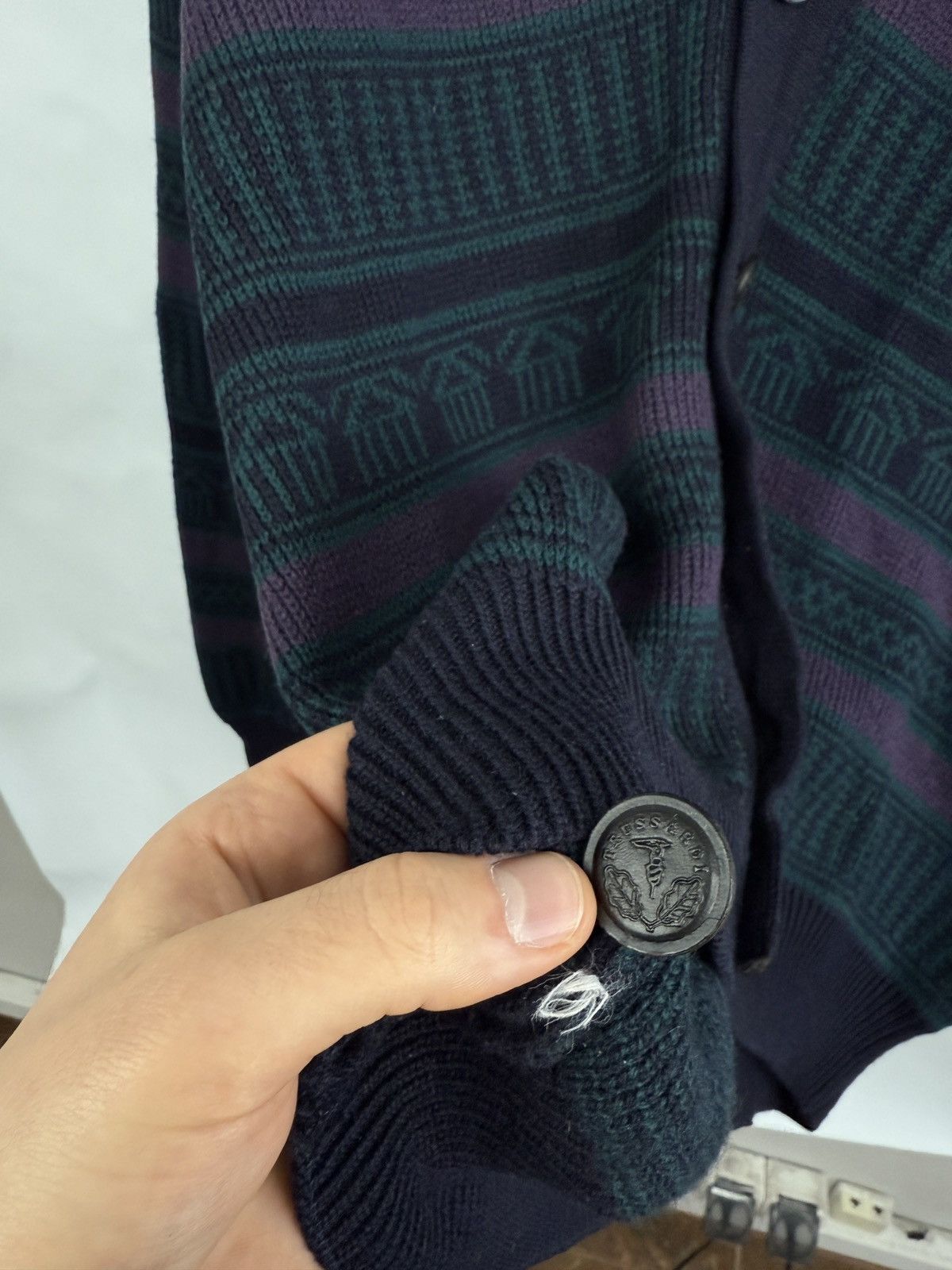 Trussardi 🇮🇹 Vintage 90s Trussardi Cardigan Knitted Sweater Luxury Rare Size US XL / EU 56 / 4 - 6 Thumbnail