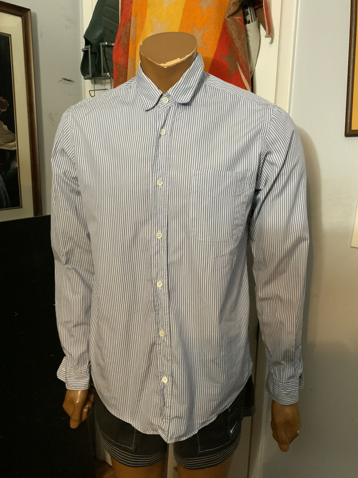President's $349 Presidents P’s Giza Cotton Popeline Stick Striped Shirt Size US L / EU 52-54 / 3 - 8 Thumbnail