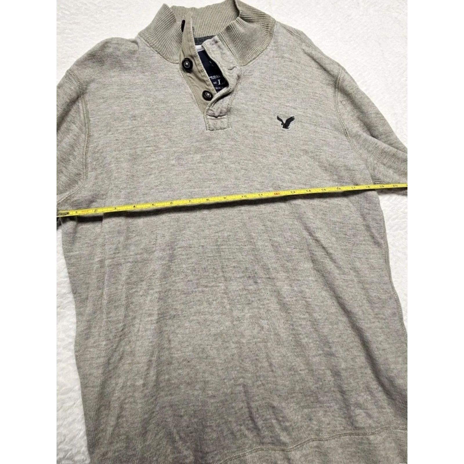 American Eagle Outfitters American Eagle Pullover Men's Large Heather Gray Relaxed Fit Mock Neck Size US L / EU 52-54 / 3 - 5 Thumbnail