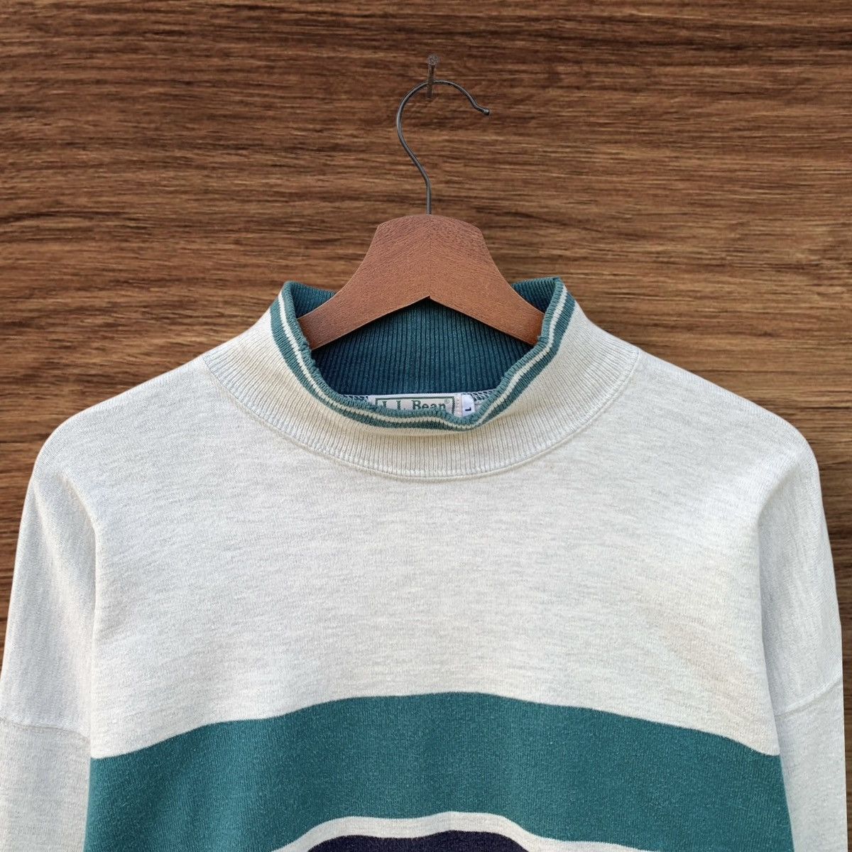 L.L. Bean VINTAGE 1980s LL BEAN TURTLENECK STRIPED SWEATSHIRT Size US L / EU 52-54 / 3 - 4 Thumbnail
