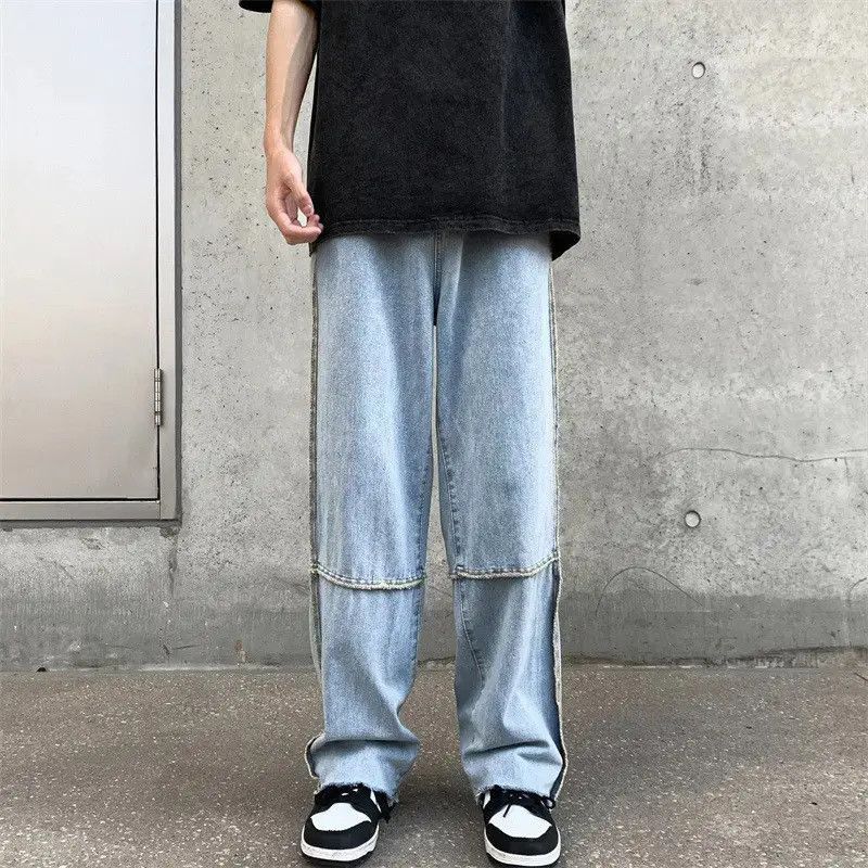 Japanese Brand Retro loose wide leg patchwork fringed jeans Size US 30 / EU 46 - 4 Thumbnail