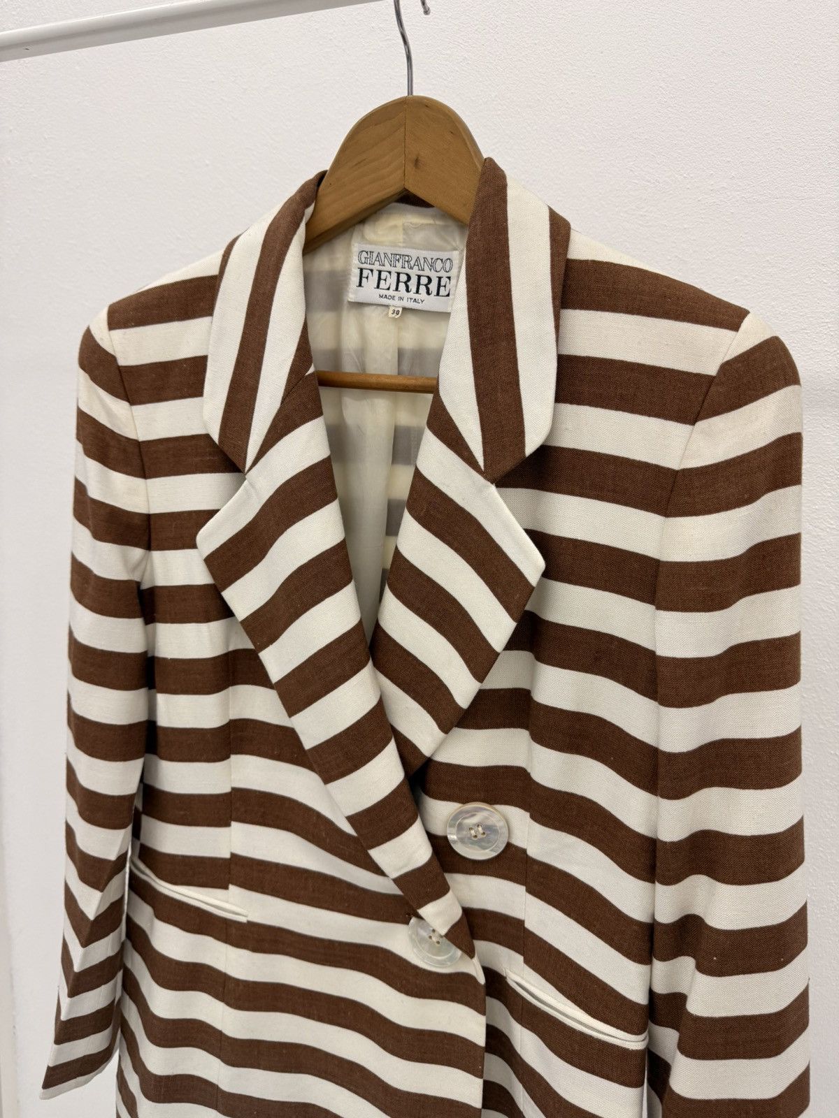 Gianfranco Ferre GIANFRANCO FERRE Jail Stripes Rayon/Silk Blazer Made ITALY 🇮🇹 Size XS / US 0-2 / IT 36-38 - 3 Thumbnail