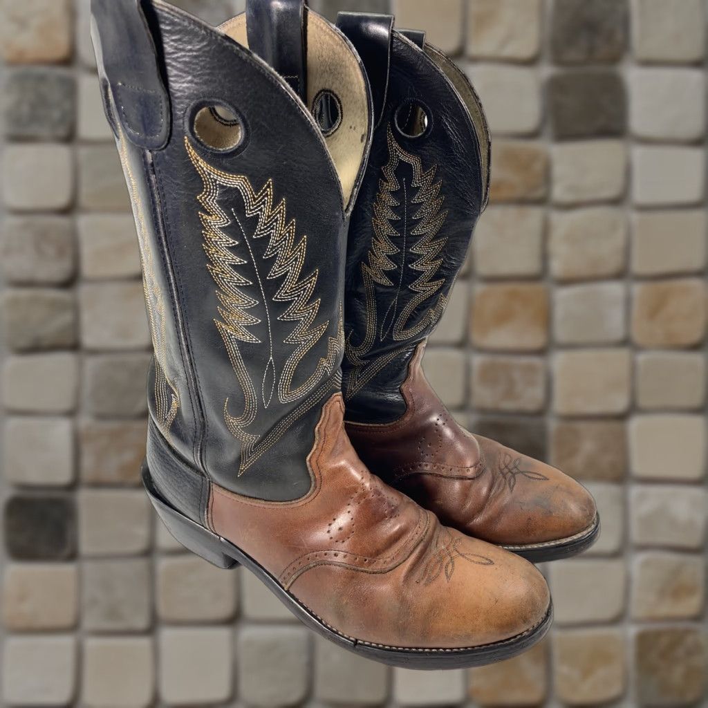 Durango Durango Buckaroo Boots Men Size 11 D Two Tone Leather Western Style SW6405 14 In Brown Cowboy Western Leather Boots Mens Size US 11 / EU 44 - 1 Thumbnail