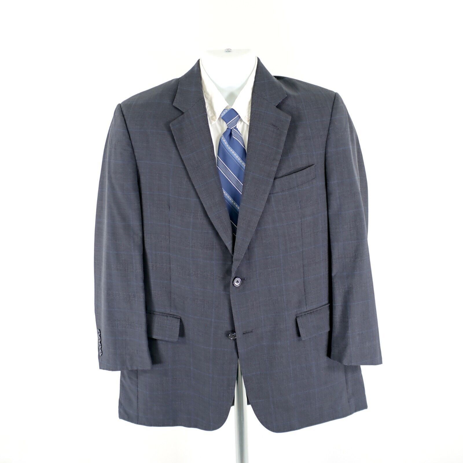 Jos. A. Bank Jos A Bank Wool Gray Glen Plaid W/ Blue Windowpane 2 Button Size 38R - 5 Thumbnail