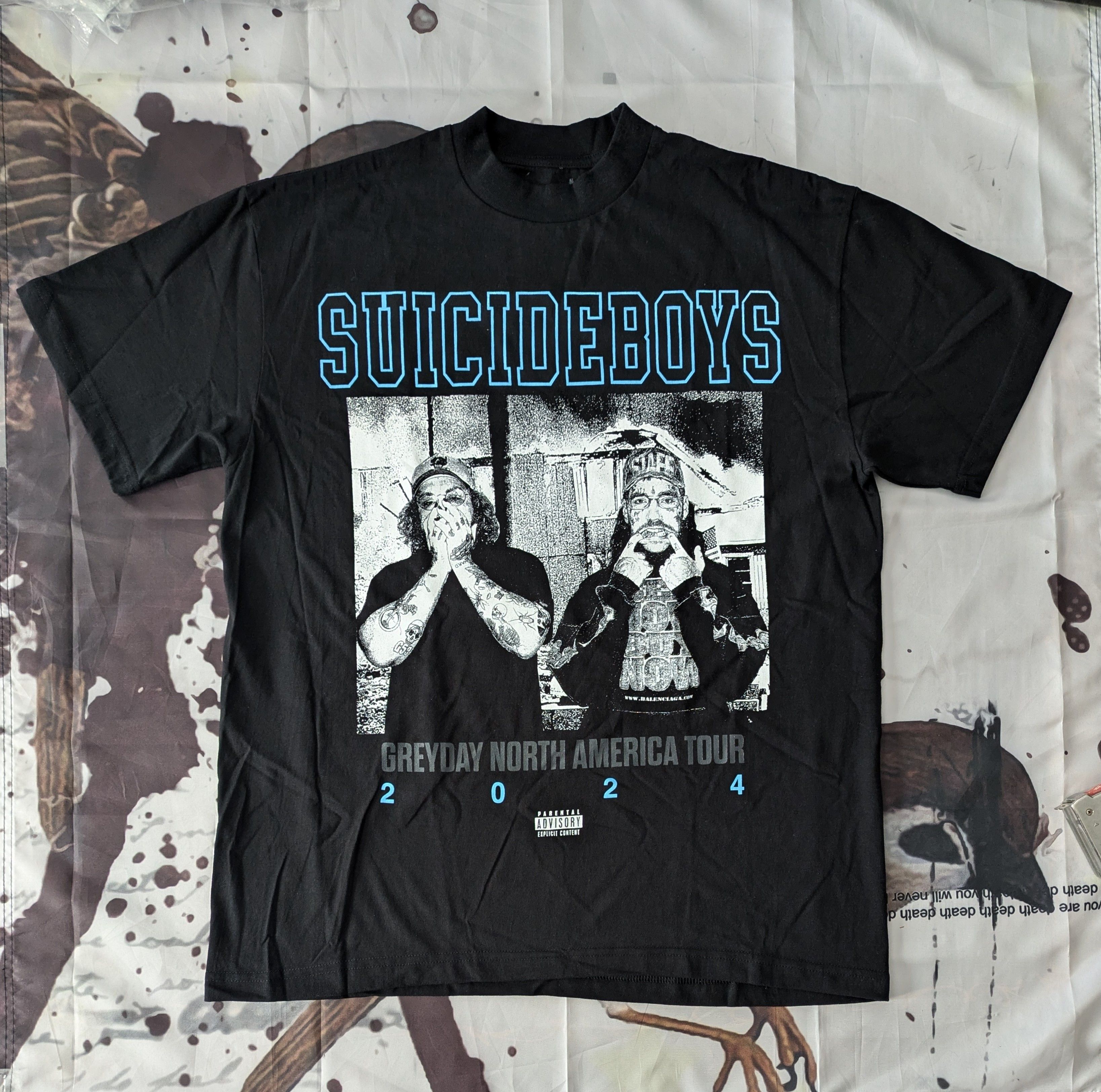 $uicideboy$ ツアーTシャツ G59 Recordsスーサイドボーイズ UICIDEBOY GREY DAY TOUR 2024 T SHIRT Sz LARGE G59 Records