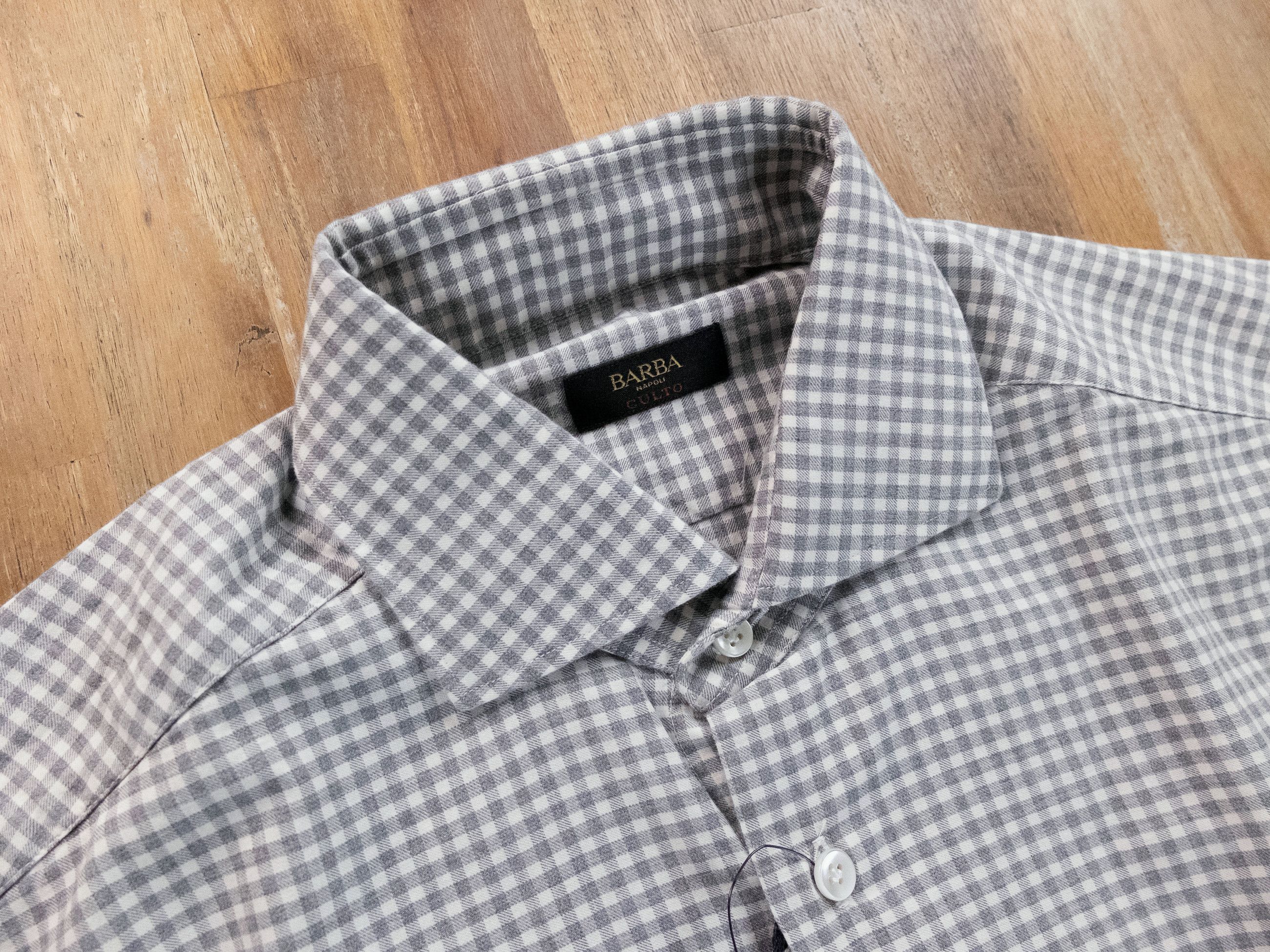 Barba Napoli BARBA Napoli Dandy Life gray check flannel cotton shirt 39 Size US M / EU 48-50 / 2 - 2 Thumbnail