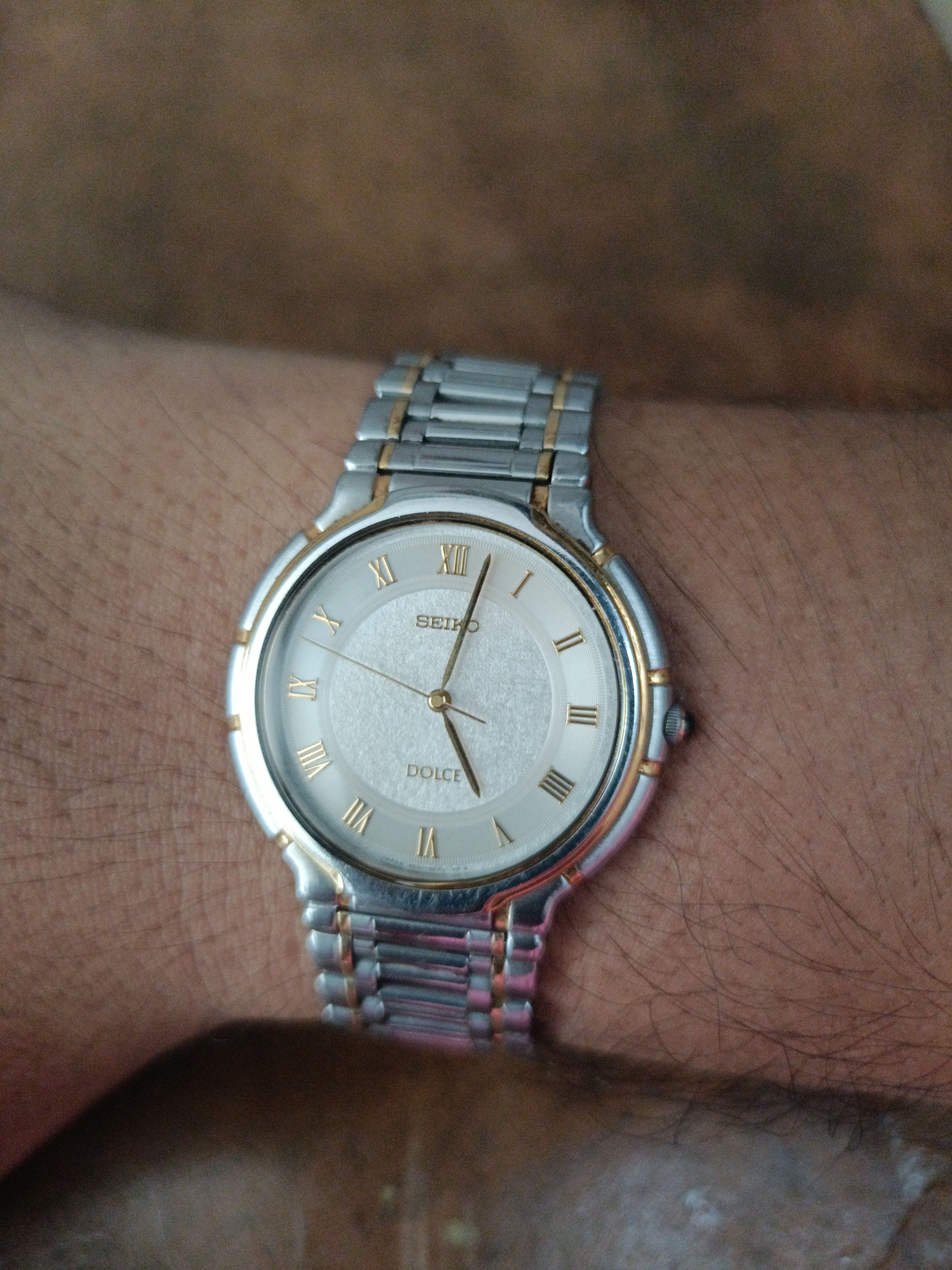 Seiko SEIKO 3M22-0A70 Titanium 18K Gold Bezel Dolce Kinetic Watch