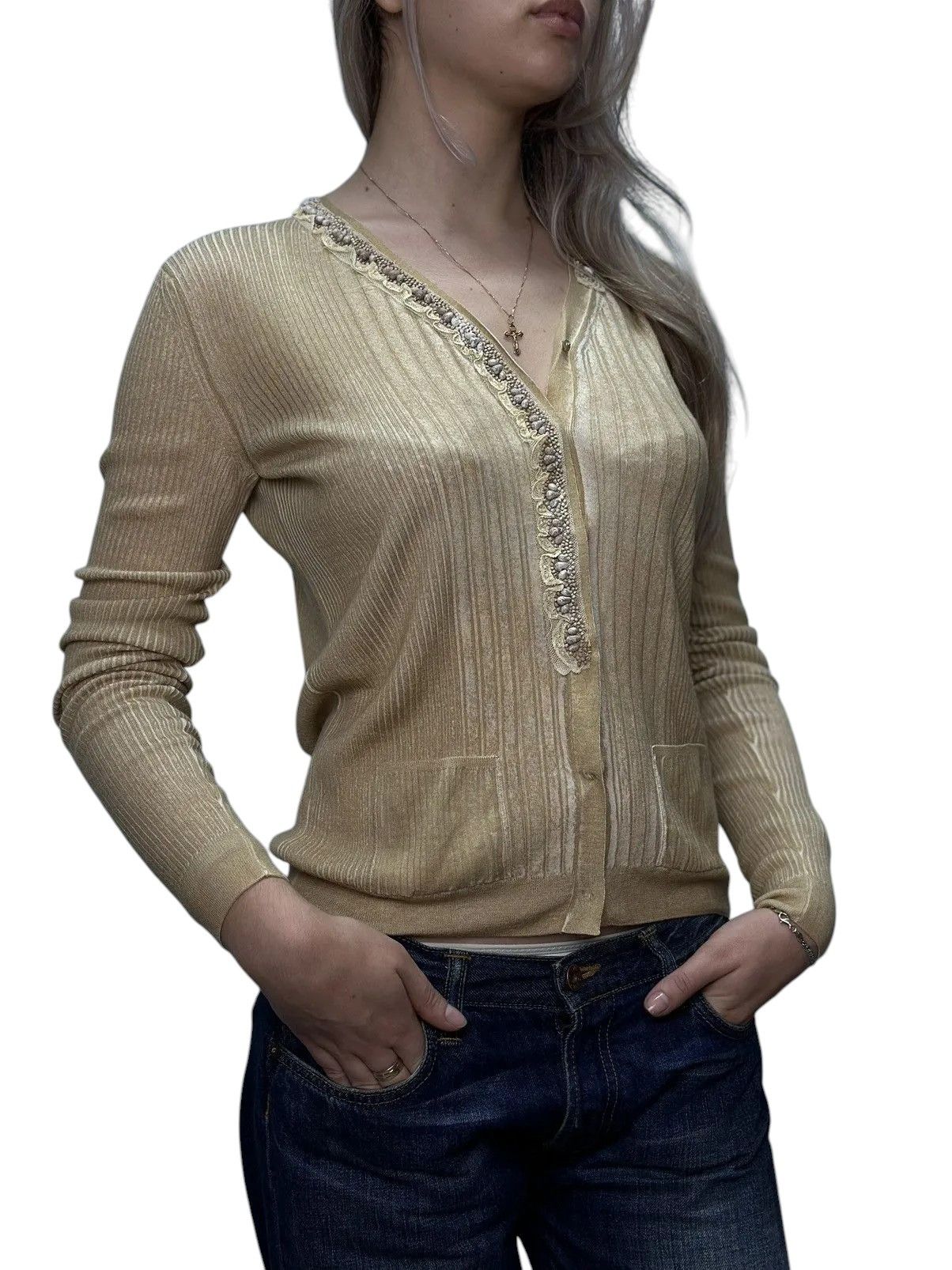 Prada Beige Prada Wool Cardigan Lana Maglioni Gilet W42 S/M Size M / US 6-8 / IT 42-44 - 1 Thumbnail