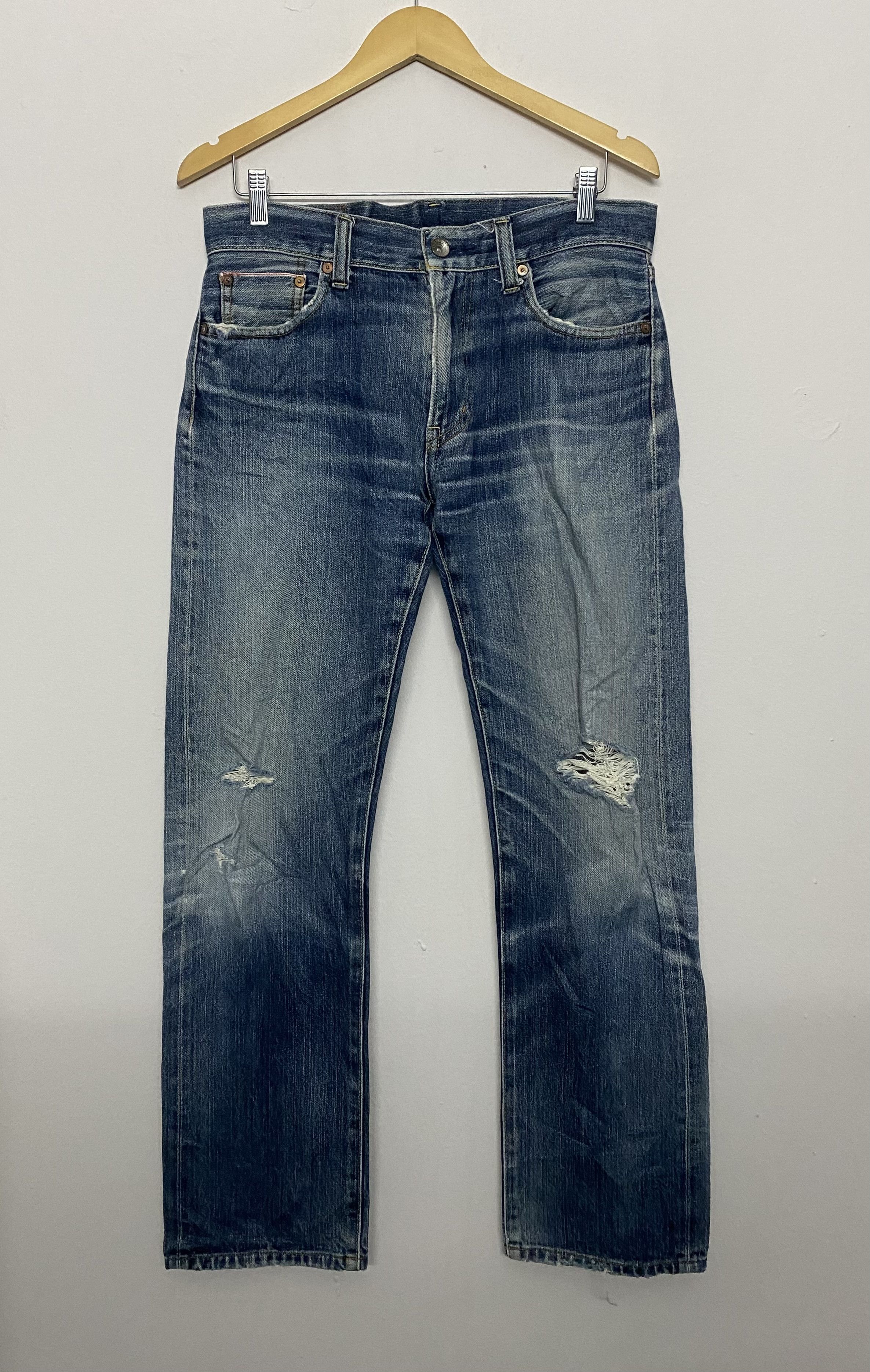 Uniqlo Vtg Uniqlo S002 Selvedge Distressed Jeans Size US 33 - 1 Thumbnail