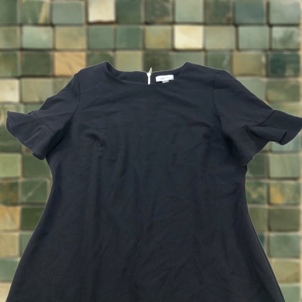 Calvin Klein Calvin Klein Dress 16 Flutter Sleeve Sheath Knee Length Black Polyester Cocktail/Party Casual Dress Women Size XXL / US 16-18 / IT 52-54 - 1 Thumbnail