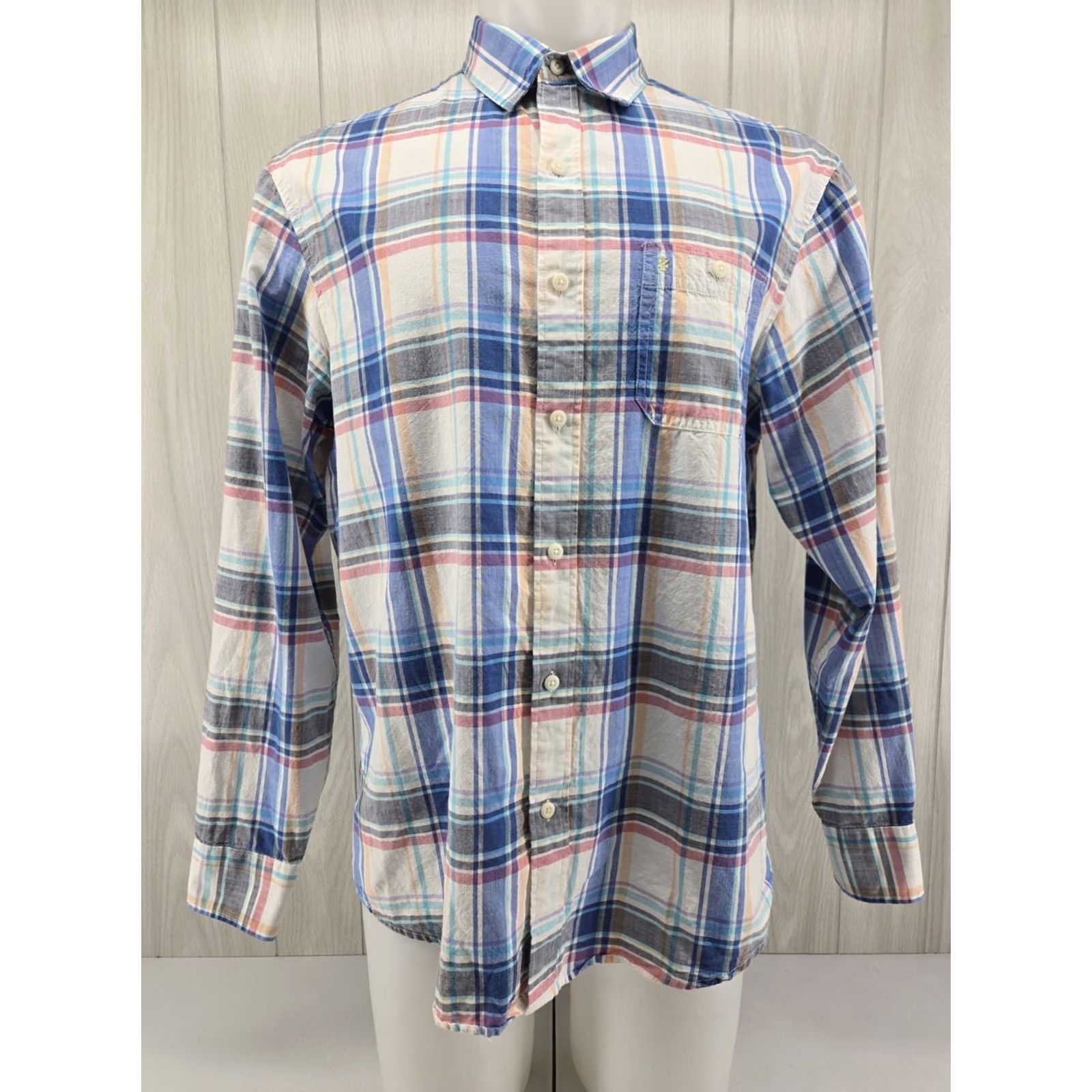 Izod IZOD Shirt Mens M Pastel Saltwater Long Sleeve Relaxed Classics Button Up Multicolor Plaid Beach Modern 90s Mens Size US M / EU 48-50 / 2 - 2 Thumbnail