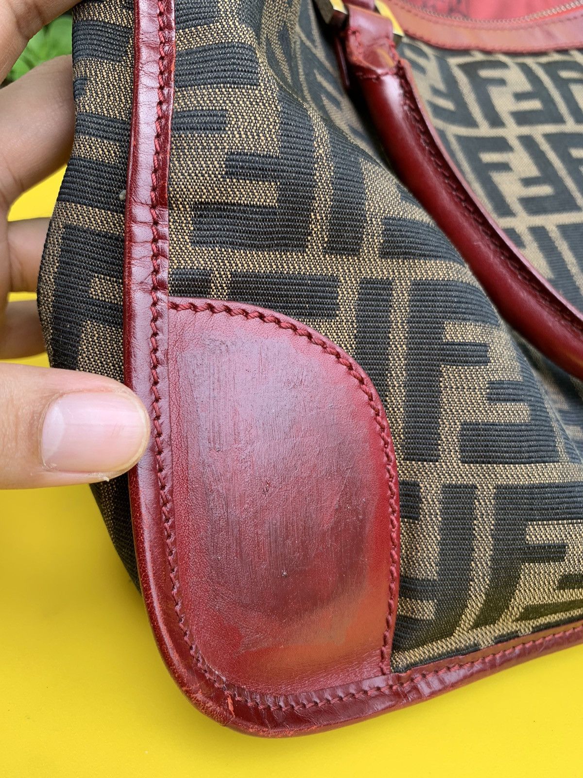 Fendi × Vintage AUTHENTIC VINTAGE FENDI ZUCA TOTE TOBACCO RED BAG Size ONE SIZE - 17 Thumbnail