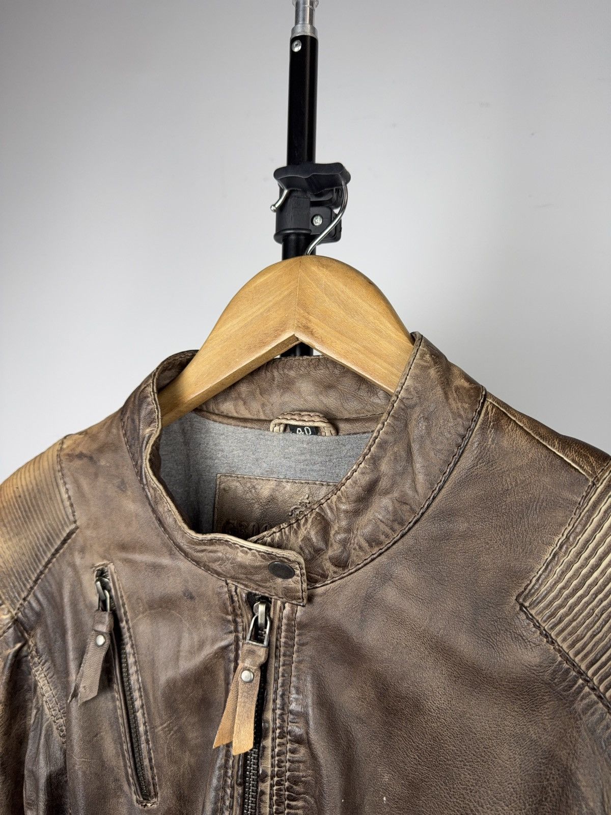 Genuine Leather Vintage 00s Brown Leather Moto Biker Jacket Distressed Style Size US S / EU 44-46 / 1 - 2 Thumbnail