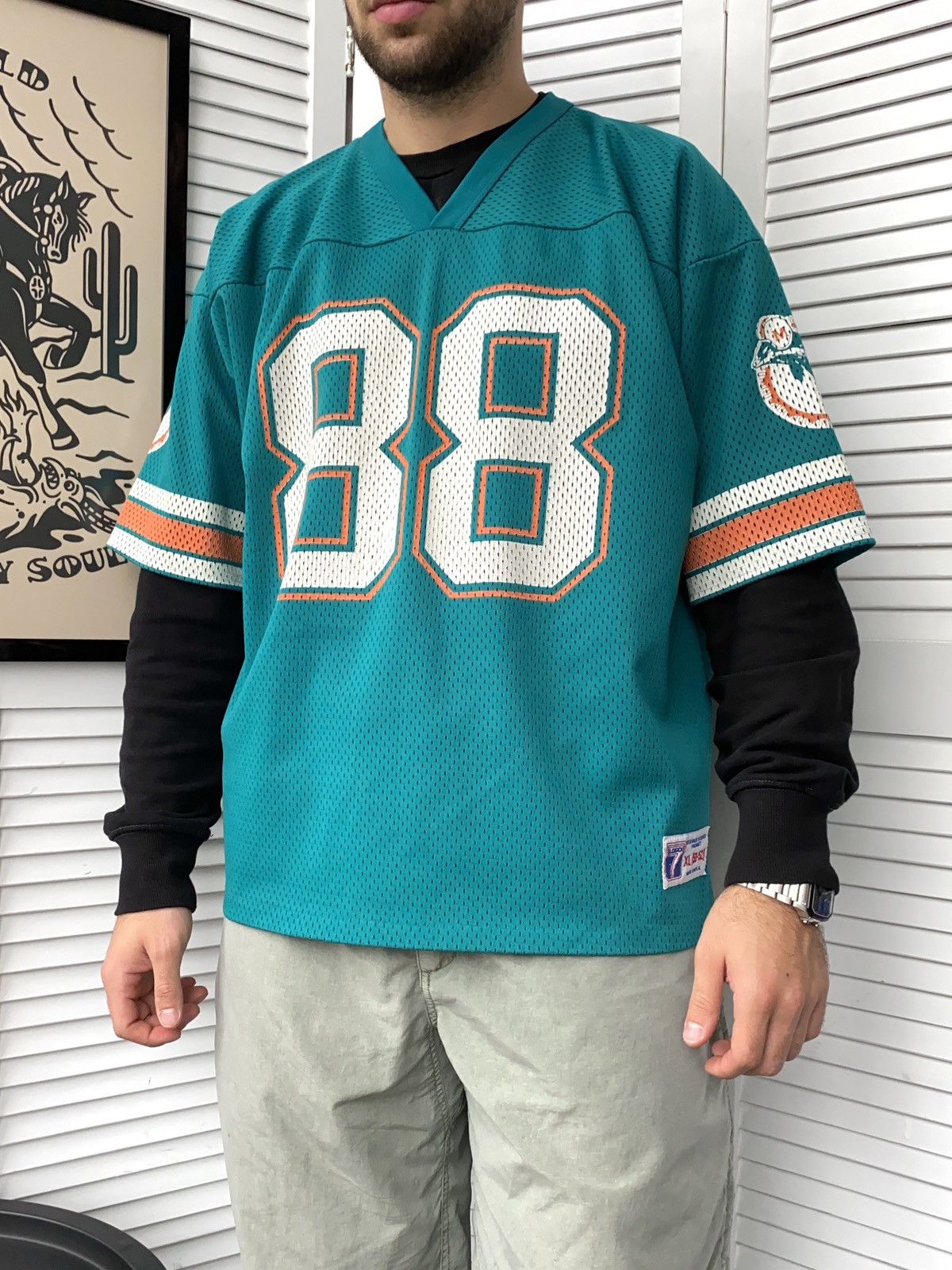 Logo 7 × NFL × Vintage Vintage 90s Miami Dolphins #88 Mike Gesicki Logo7 NFL Jersey Size US XL / EU 56 / 4 - 4 Thumbnail