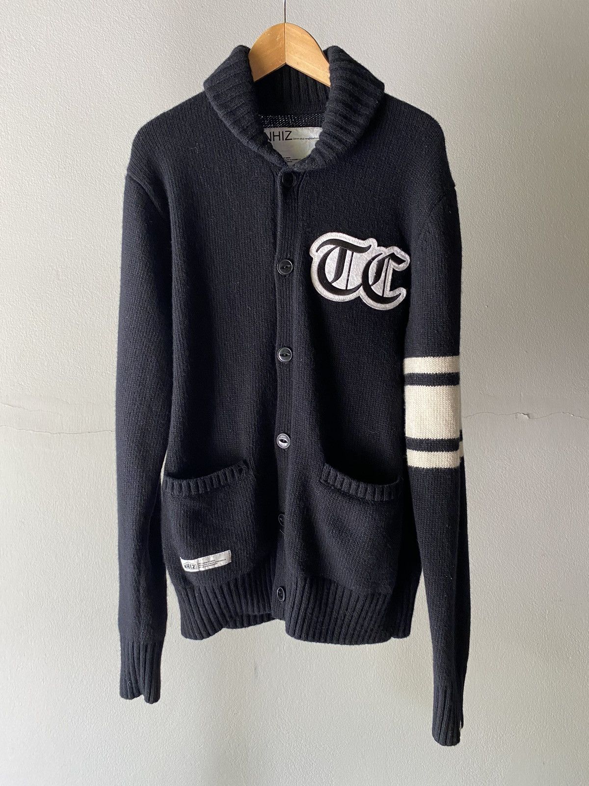 Neighborhood NHIZ izzue plus neighborhood Black Varsity Knit Cardigan Size US S / EU 44-46 / 1 - 1 Thumbnail