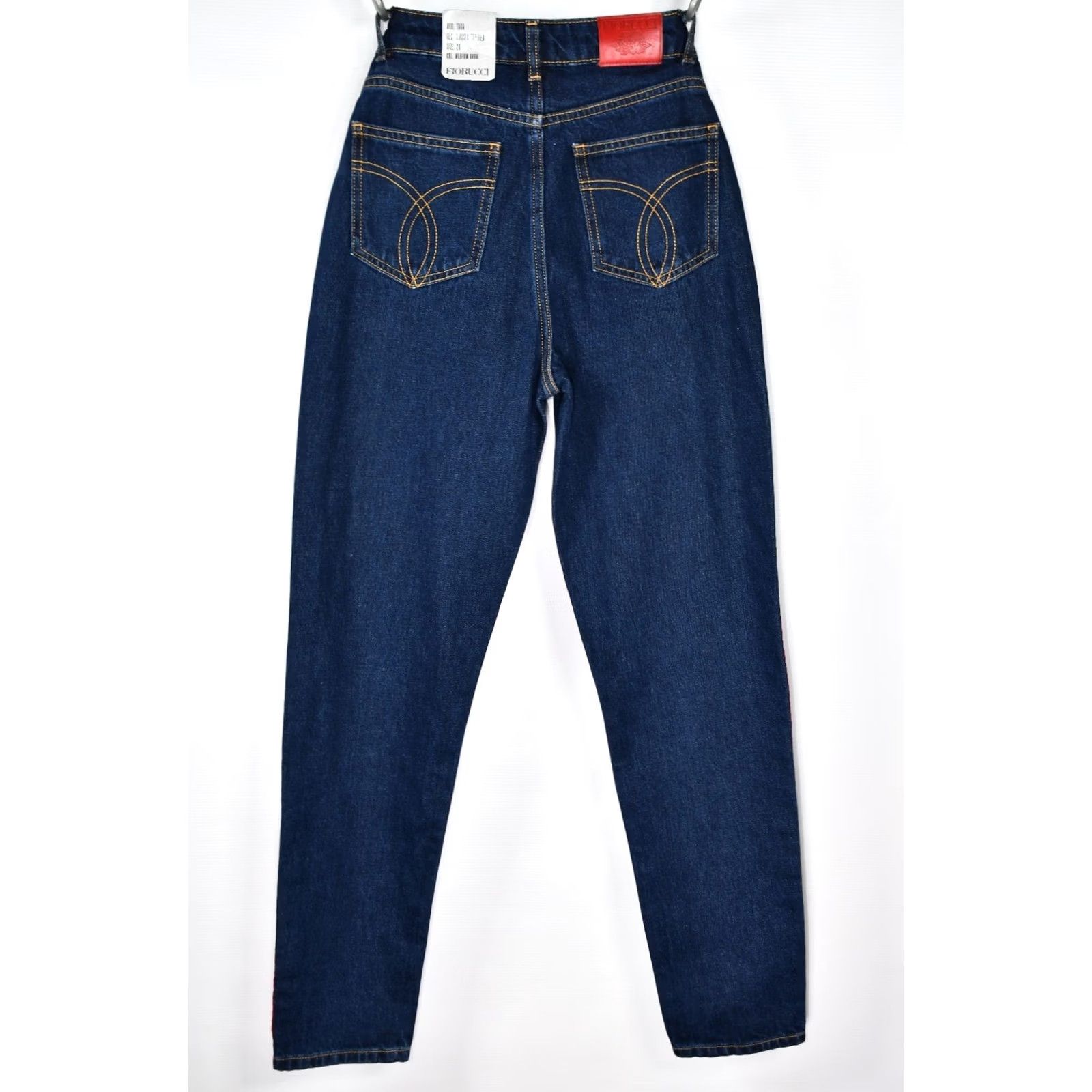 Fiorucci Fiorucci Jeans Women's Medium Dark Velvet Logo Tape 5-Pocket Tapered Size 26 Blue Cotton Denim Vintage No Size 26" / US 2 / IT 38 - 5 Thumbnail