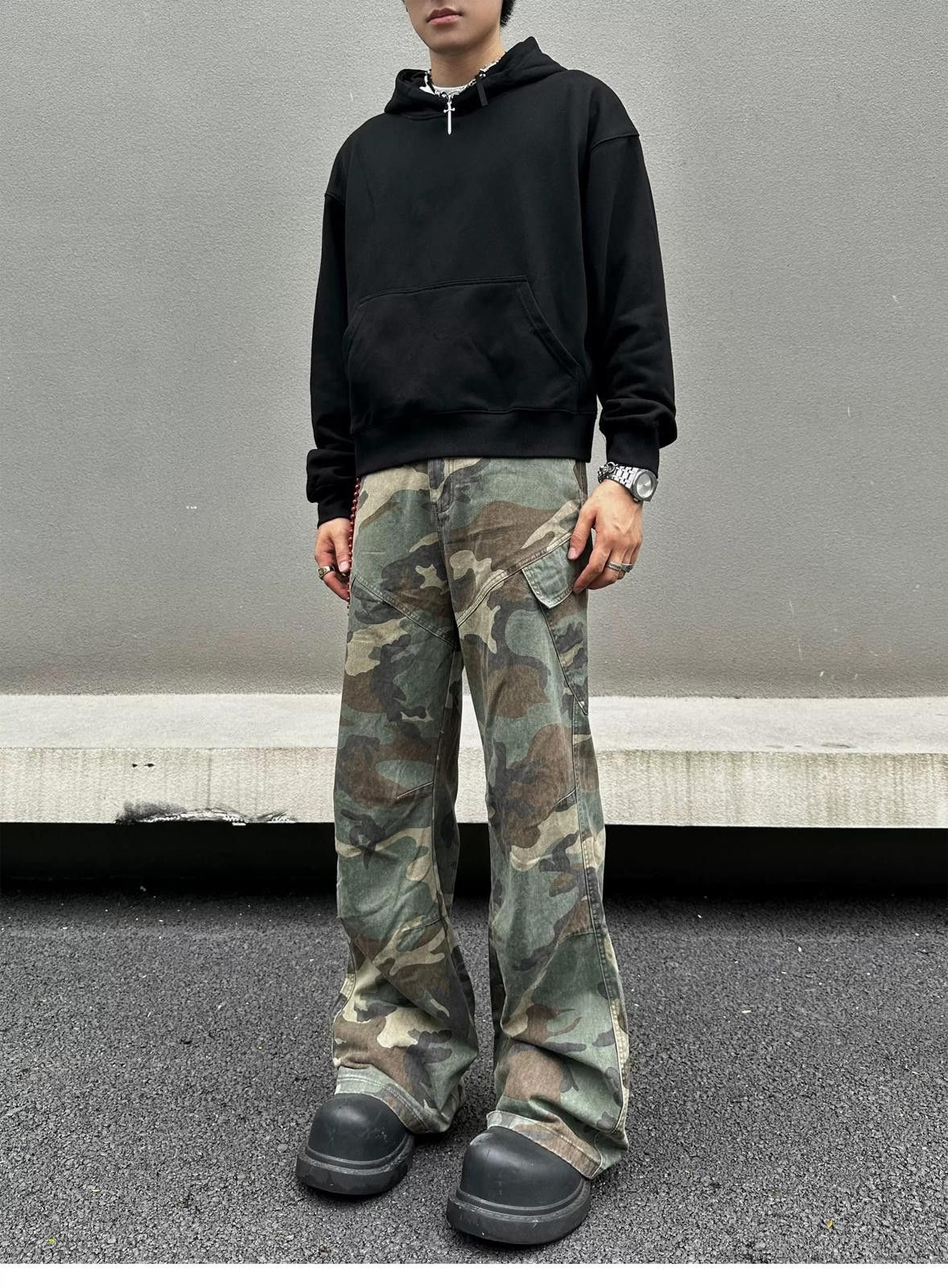 Other Camouflage Cargo Stacked Pants, Flared Trousers Size US 32 / EU 48 - 7 Thumbnail