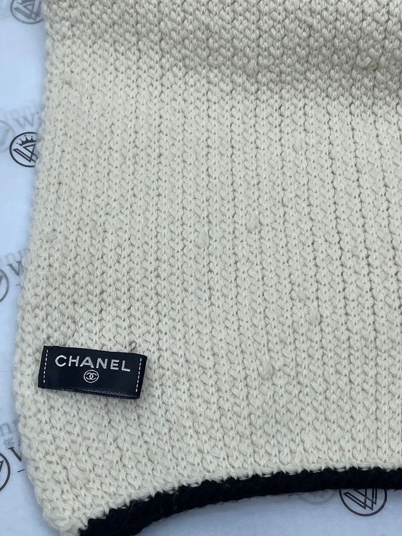 Chanel Chanel Black White Scarf Knit Wool Style -2505 Size ONE SIZE - 6 Thumbnail