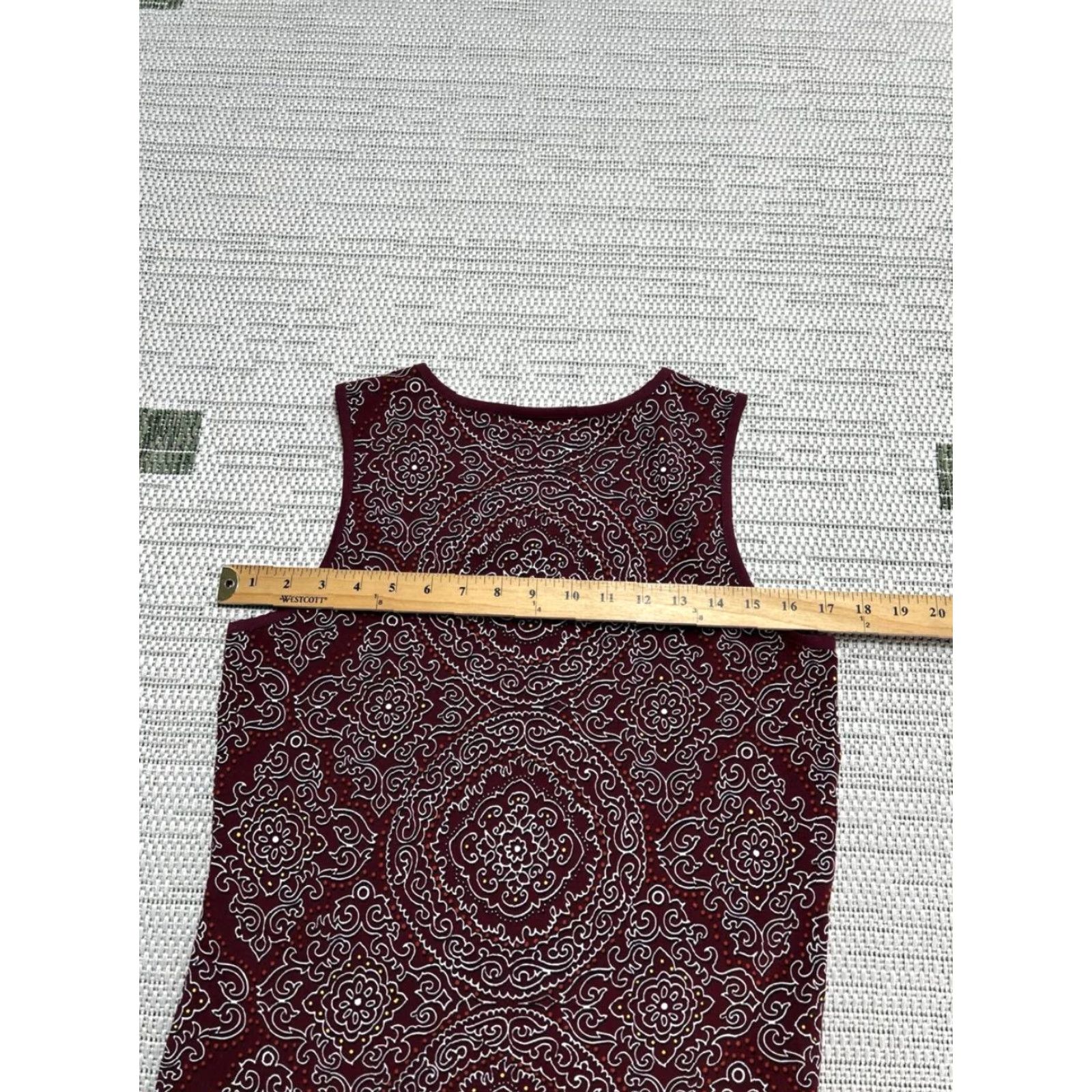 Athleta Athleta Tank Womens Medium Red Stretch Sleeveless Round Neck Mandala Print Size M / US 6-8 / IT 42-44 - 4 Thumbnail
