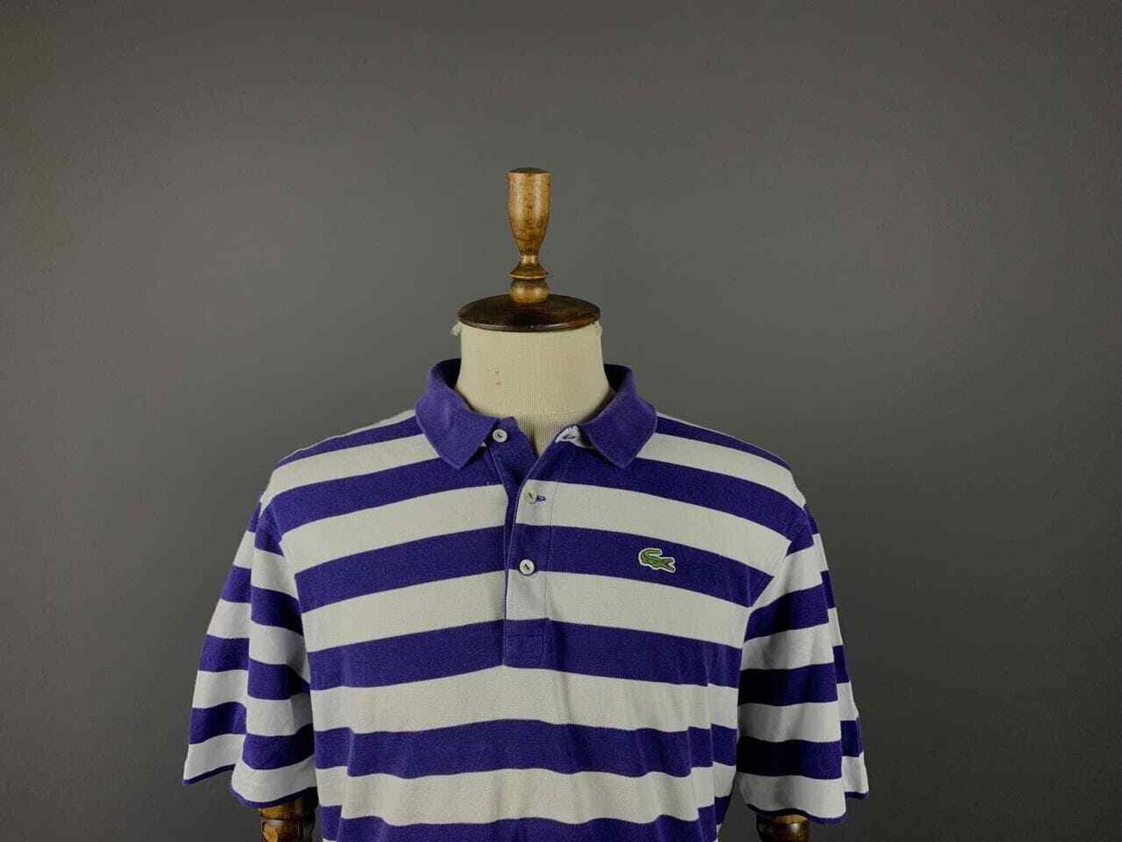 Lacoste Men Lacoste 5191L Blue White Stripe Shirt Size 6 / L - XL Size US M / EU 48-50 / 2 - 3 Thumbnail