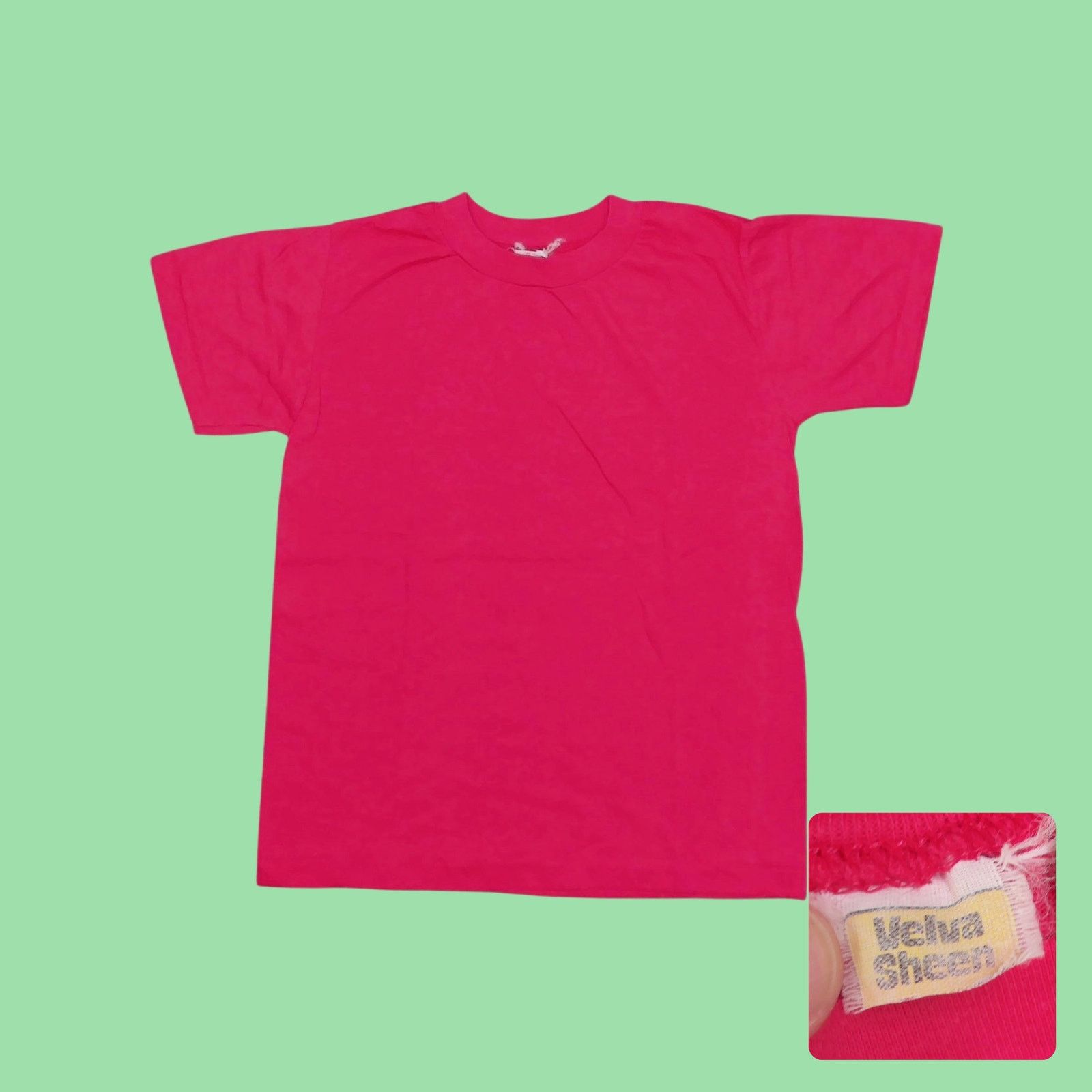 Velva Sheen Vintage 1970s Velva Sheen Single Stitch Blank Tee Muted Pink Size S / US 4 / IT 40 - 1 Thumbnail
