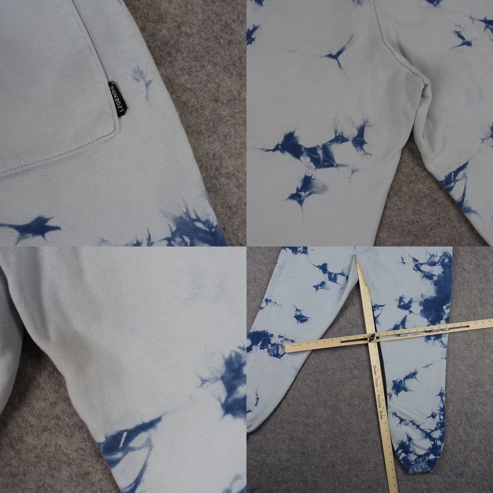 Vintage Legends Mens Small Blue White Tie Dye Jogger Pants USA Patch Logo Sweatpants Size US 29 - 9 Thumbnail