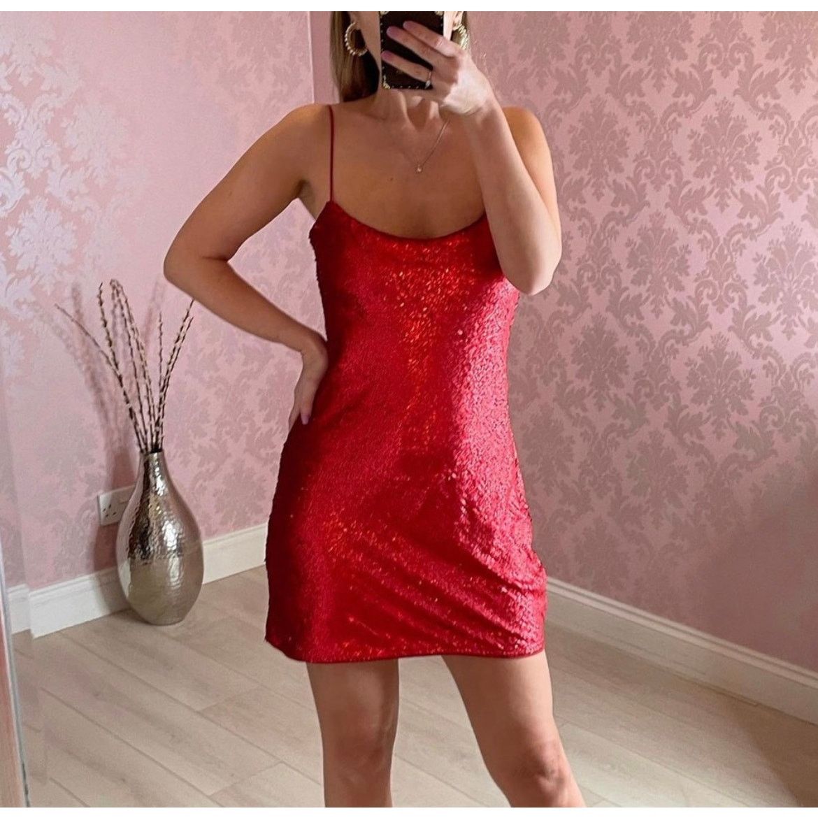 Zara ZARA BLOGGER FAVORITE SEQUIN DRESS RED Size S / US 4 / IT 40 - 4 Thumbnail