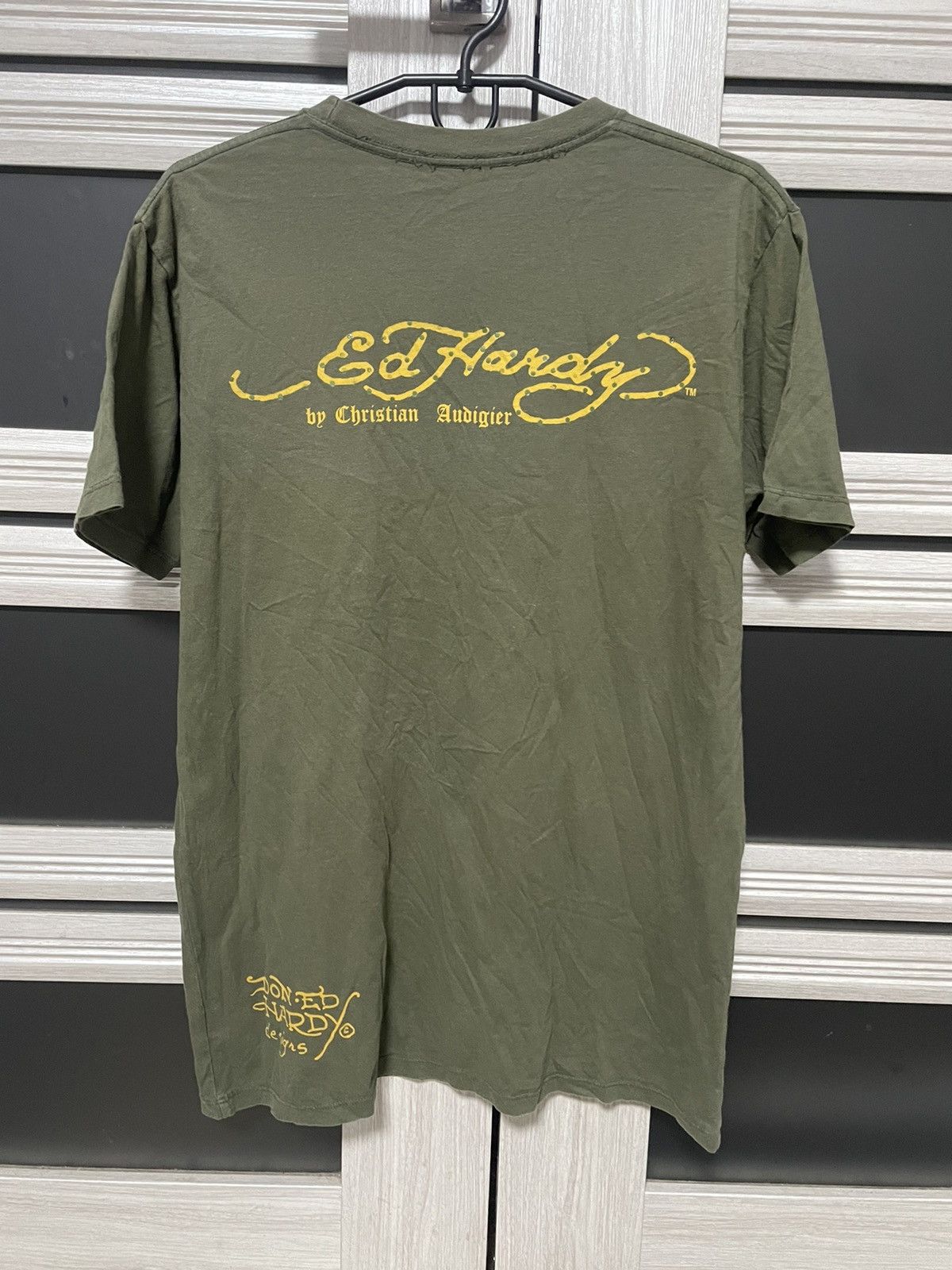 Christian Audigier × Ed Hardy Rare Vintage Ed Hardy Naked Pin Up Girl Rose 00s USA T-shirt Size US M / EU 48-50 / 2 - 2 Thumbnail