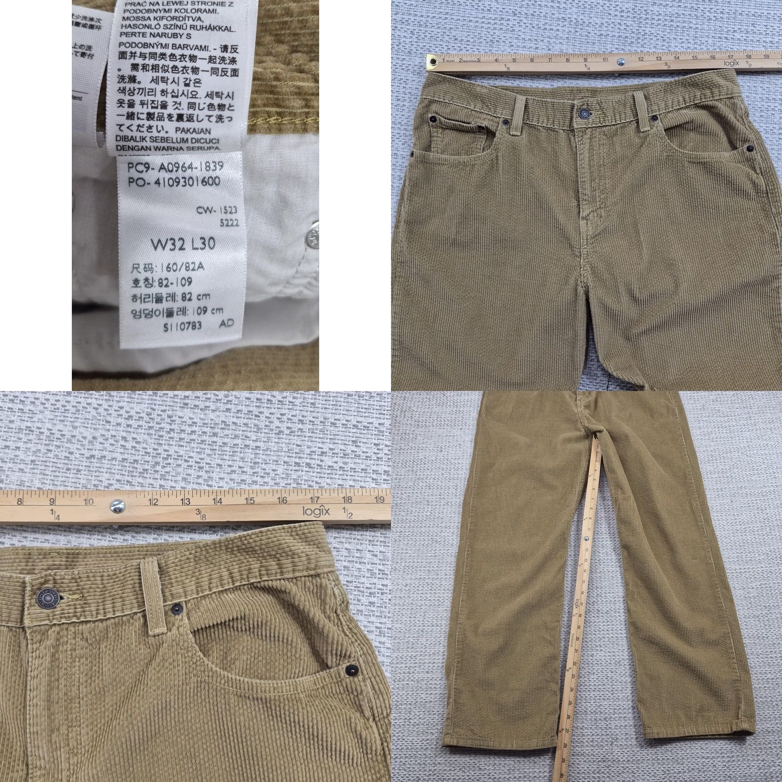 Levi's Levi's Pants Mens 32x30 Beige Corduroy Straight Leg 5 Pocket Khaki Casual Fall Size US 32 / EU 48 - 8 Thumbnail