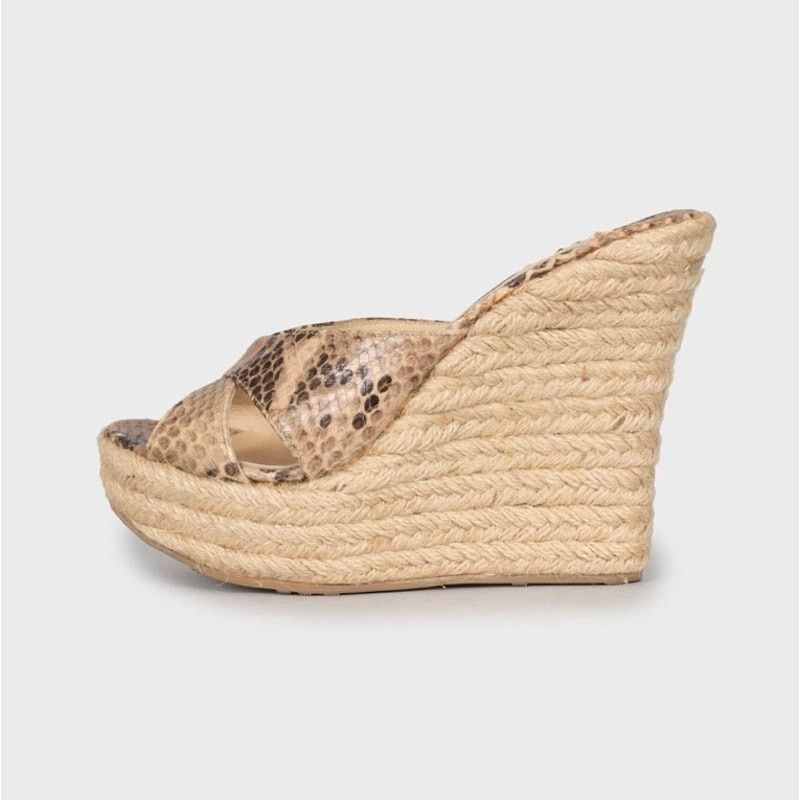 Jimmy Choo Jimmy Choo Animal Print Leather Wedge Sandals Sz.36 Size US 6 / IT 36 - 1 Thumbnail