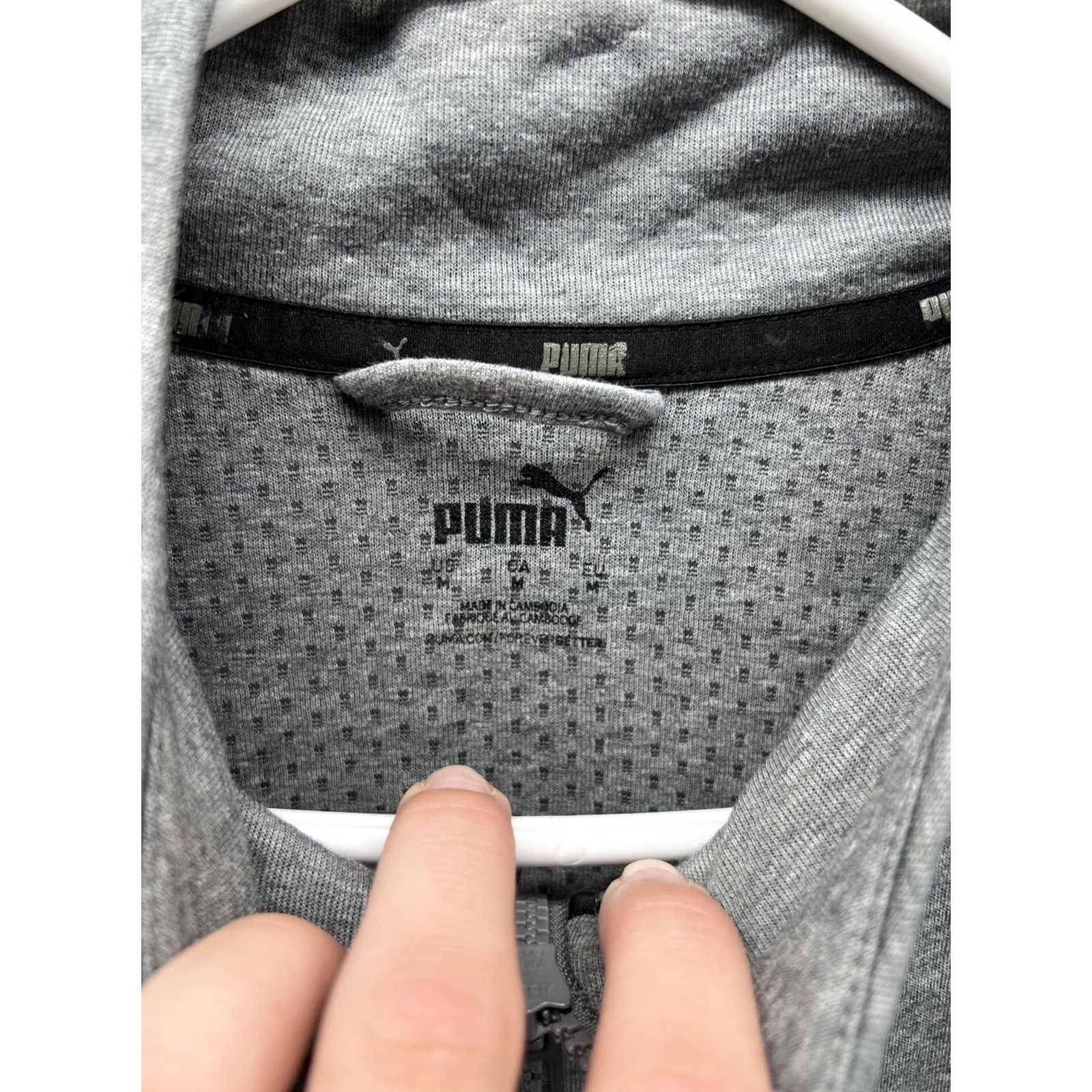 Puma Puma Fleece Jacket Mens M Gray White Full Zip Stand Collar Athletic Track Jacket Mens Regular Fit Short Sleeve: N/A Size US M / EU 48-50 / 2 - 2 Thumbnail
