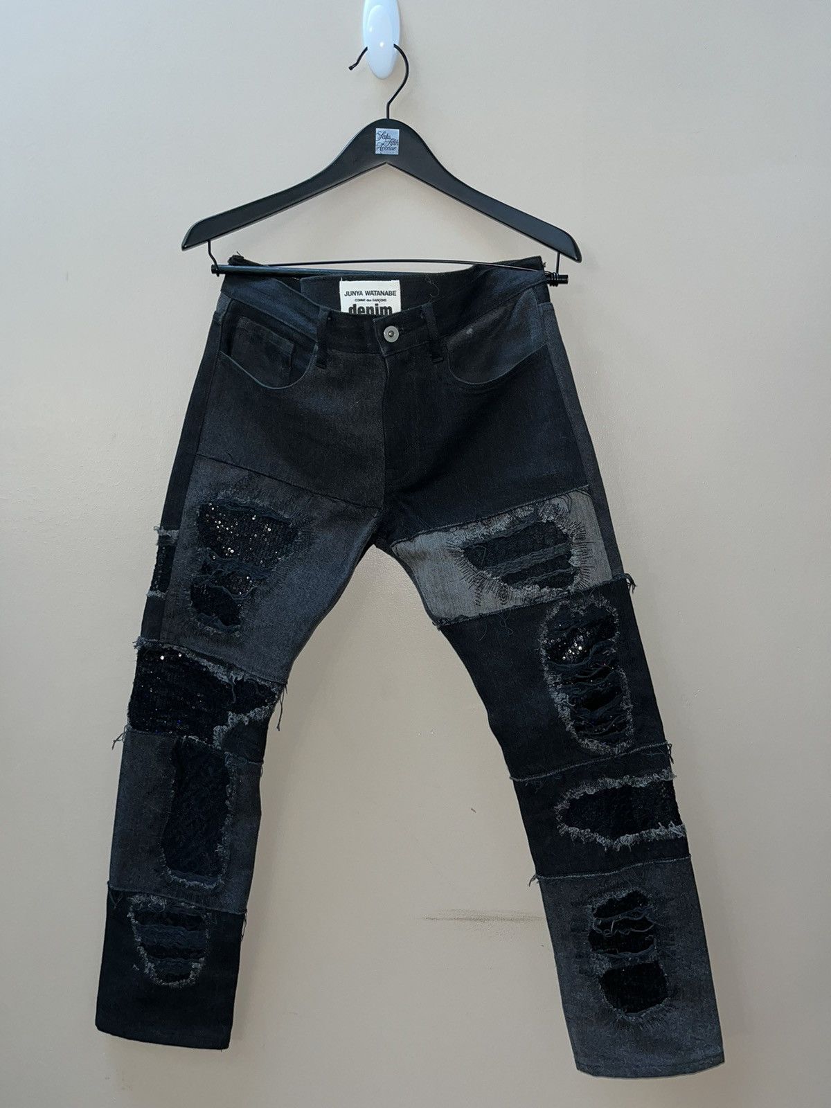 Patchwork sequin denim