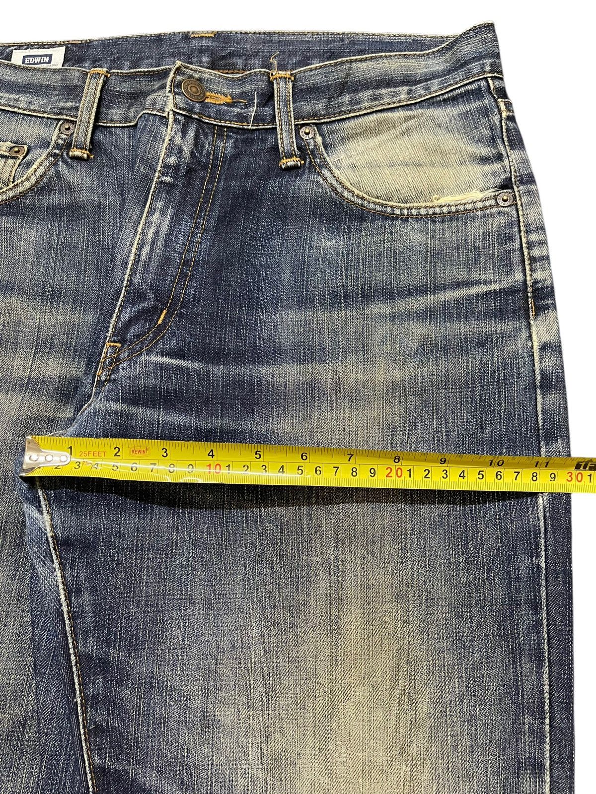 Edwin Vintage 90s Edwin 403 Faded Wash Distressed Loose Jeans Size US 32 / EU 48 - 15 Thumbnail