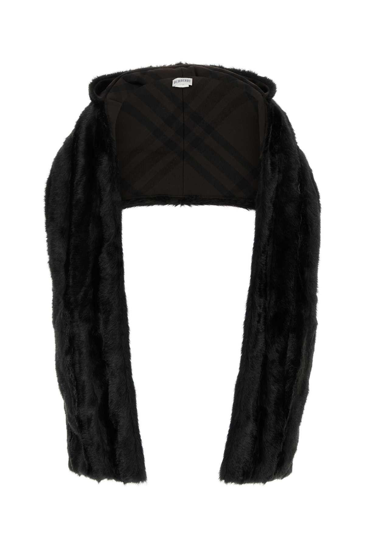 Burberry Black Eco Fur Scarf Size ONE SIZE - 1 Thumbnail