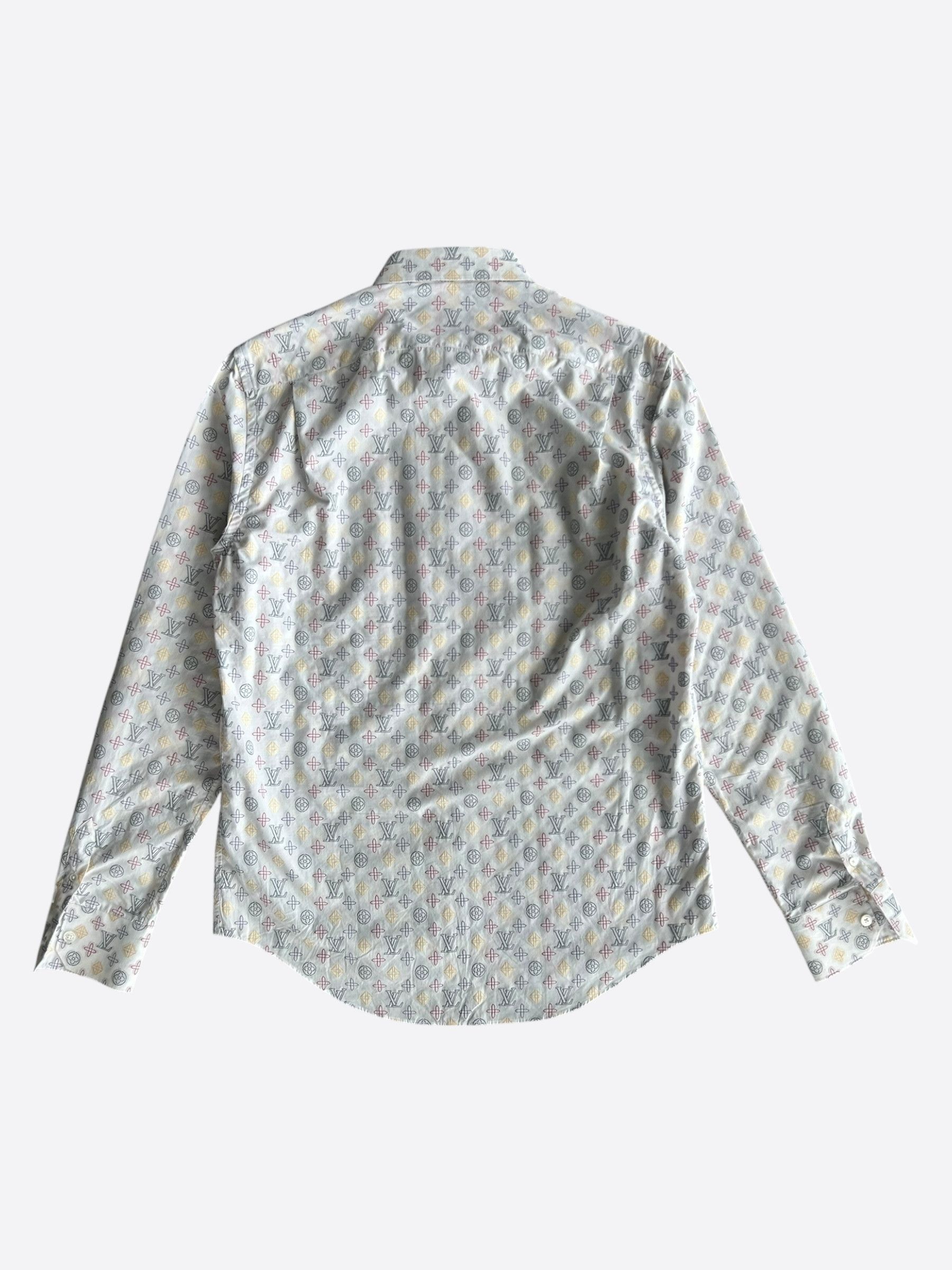 Louis Vuitton White Multicolor Embroidered Monogram Button Up Shirt Size US M / EU 48-50 / 2 - 2 Thumbnail
