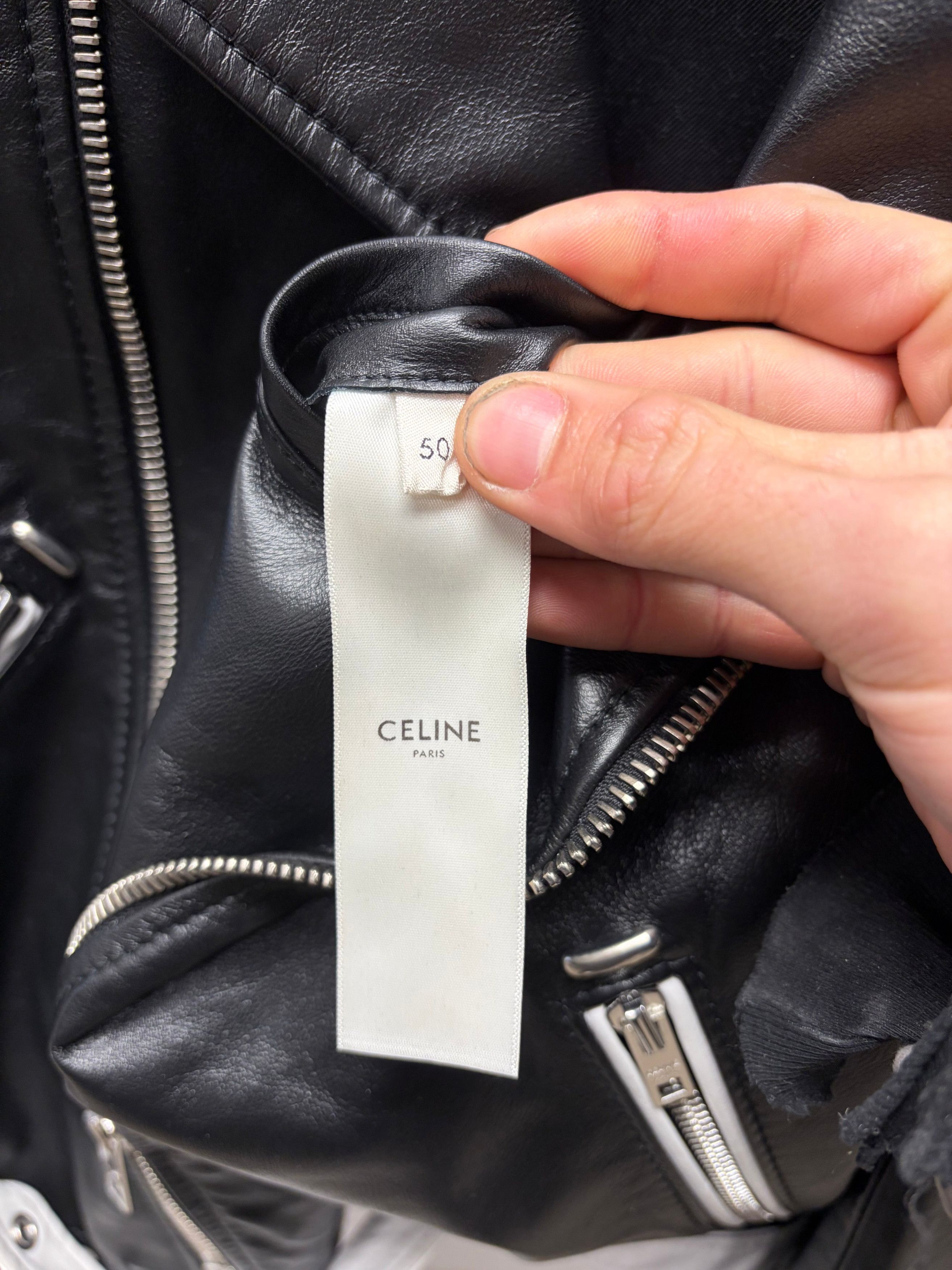 Celine SS2019 Celine by Hedi Slimane Runway Look 13 Padded Calfskin Leather Biker Jacket Size US M / EU 48-50 / 2 - 6 Thumbnail