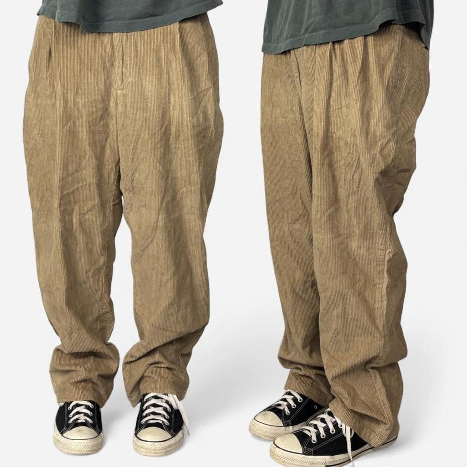 Vintage 90s Baggy Grunge Cream Corduroy Pants Size US 38 / EU 54 - 1 Thumbnail