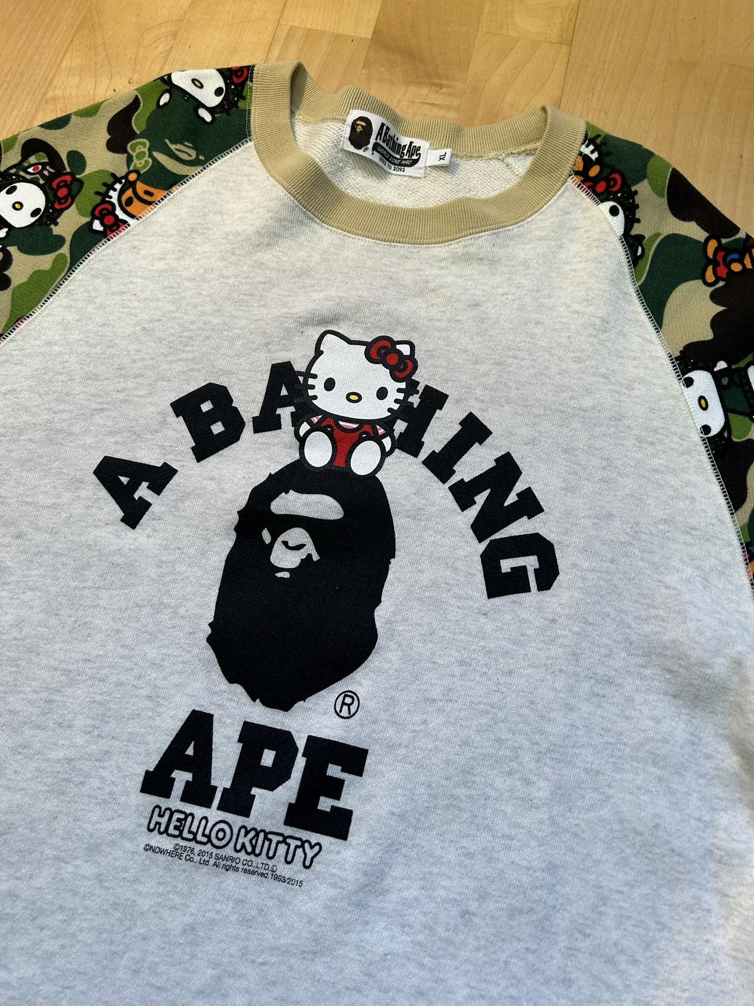 image of Bape X Hello Kitty Crewneck in Grey, Men's (Size XL)