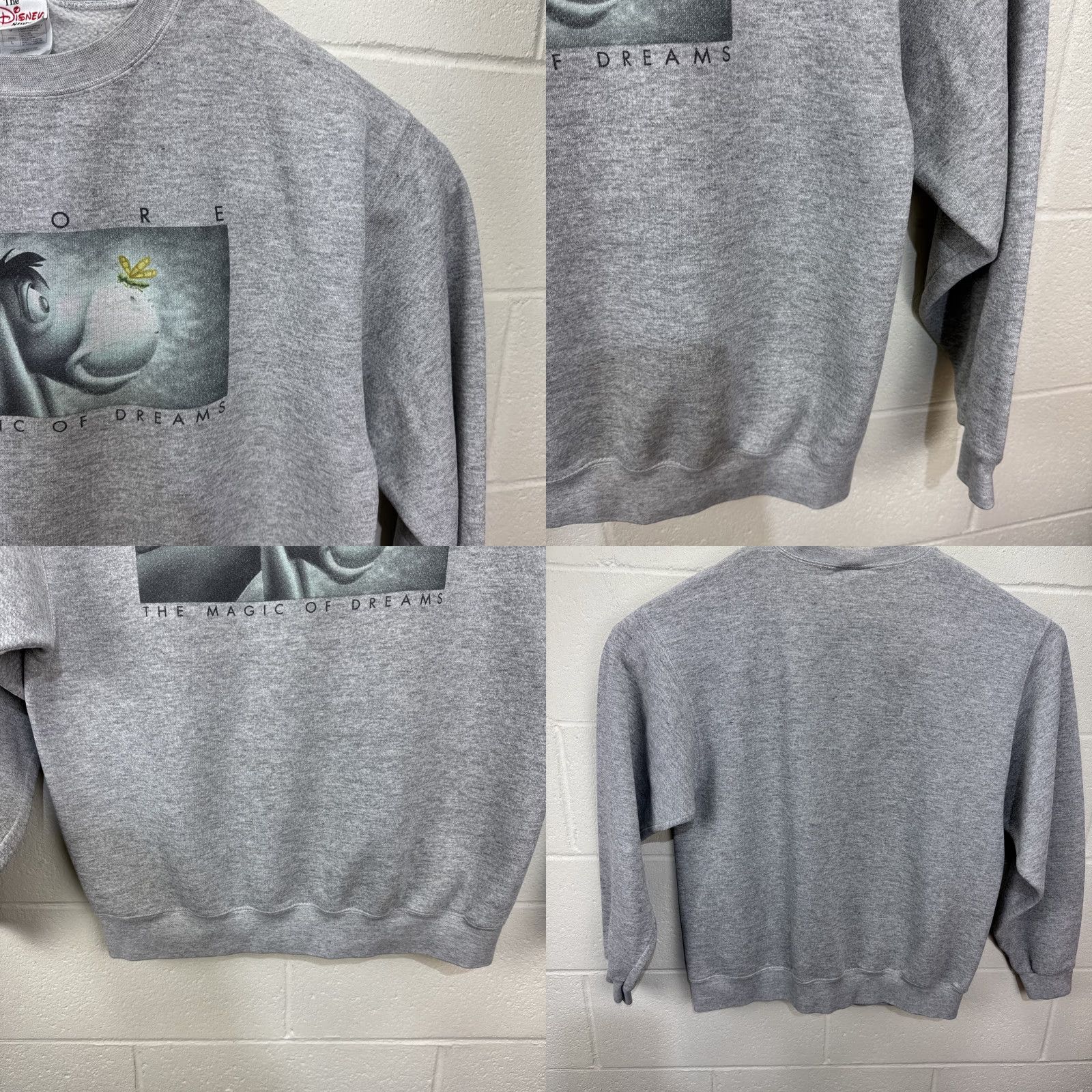 Disney VINTAGE Disney Eeyore Sweatshirt Crewneck Unisex Adults Gray 90s Art Butterfly Cartoon Graphic Print Heavyweight Cotton Polyester Disney Store Size US L / EU 52-54 / 3 - 8 Thumbnail