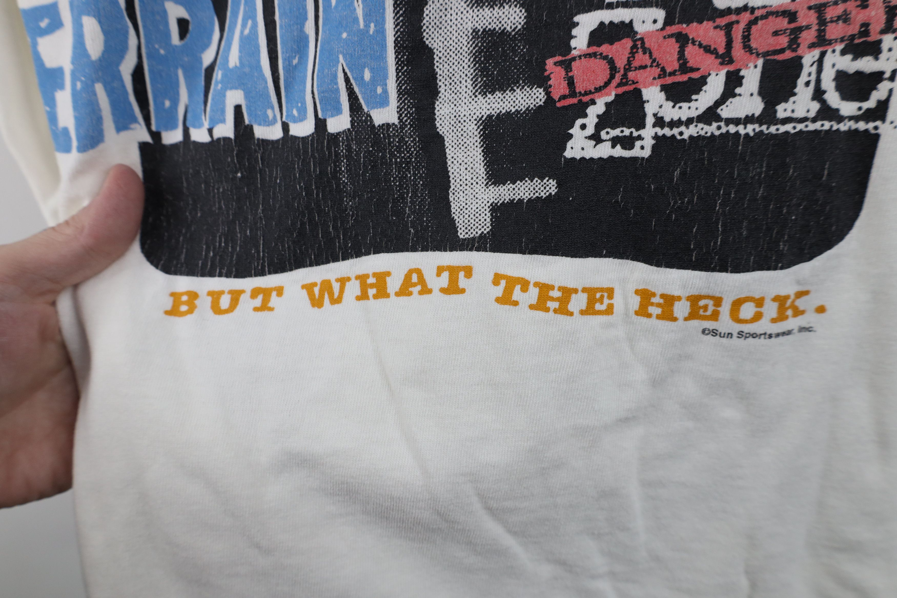 Vintage Vintage 90s In The Danger Zone Mountain Biking T-Shirt White Size US XL / EU 56 / 4 - 12 Thumbnail